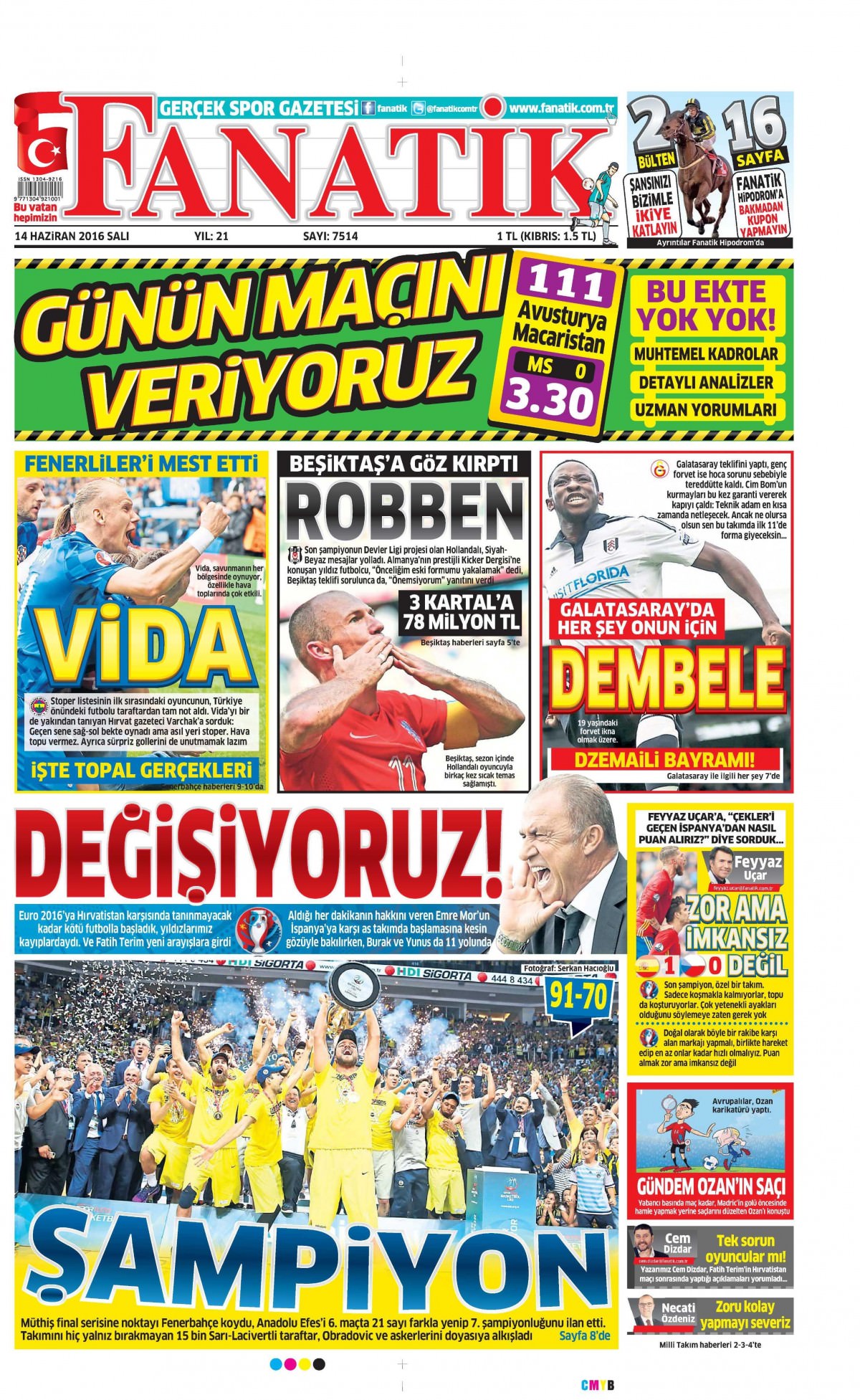 14 Haziran 2016 gazete manşetleri - 20