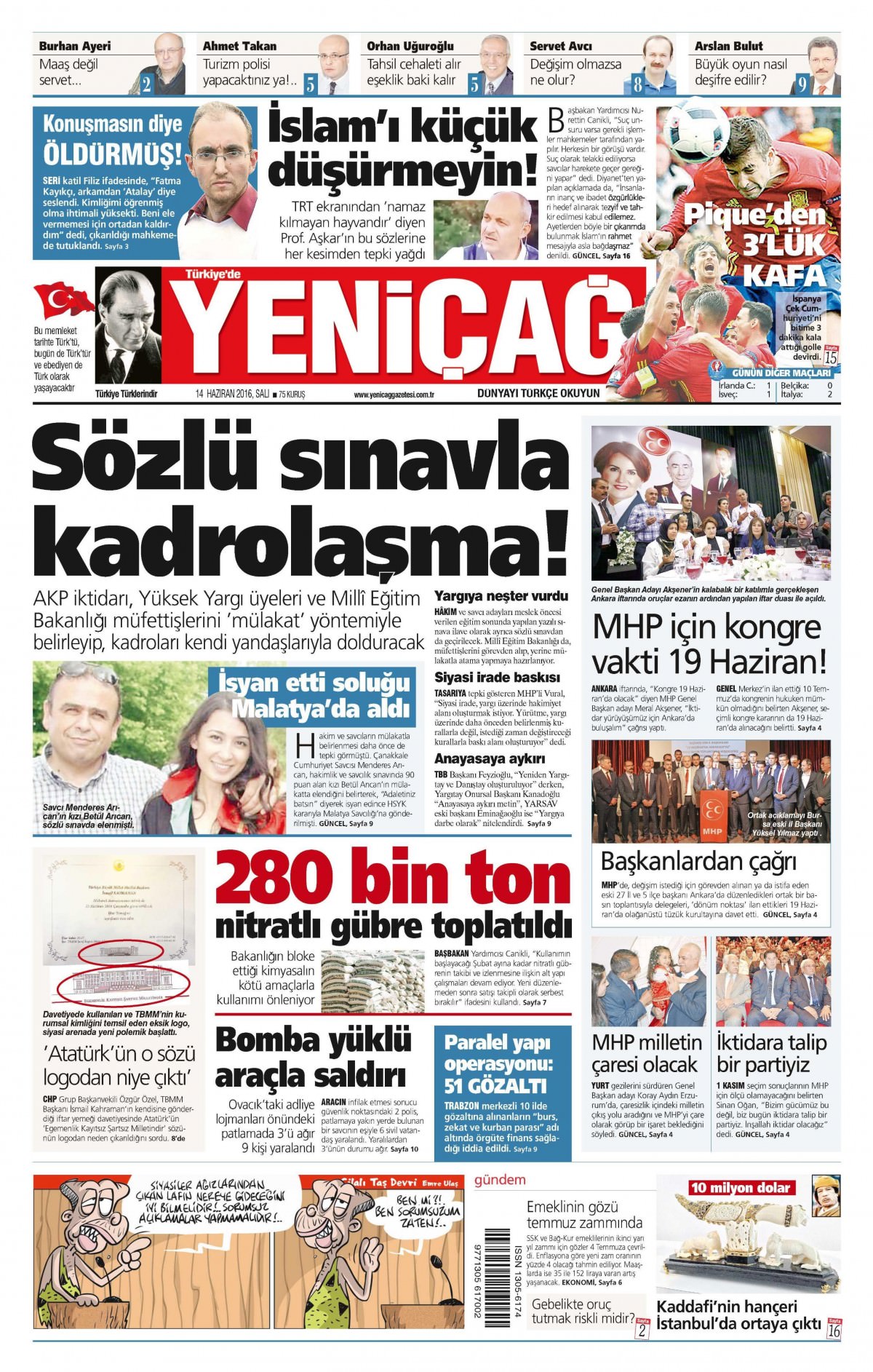 14 Haziran 2016 gazete manşetleri - 3