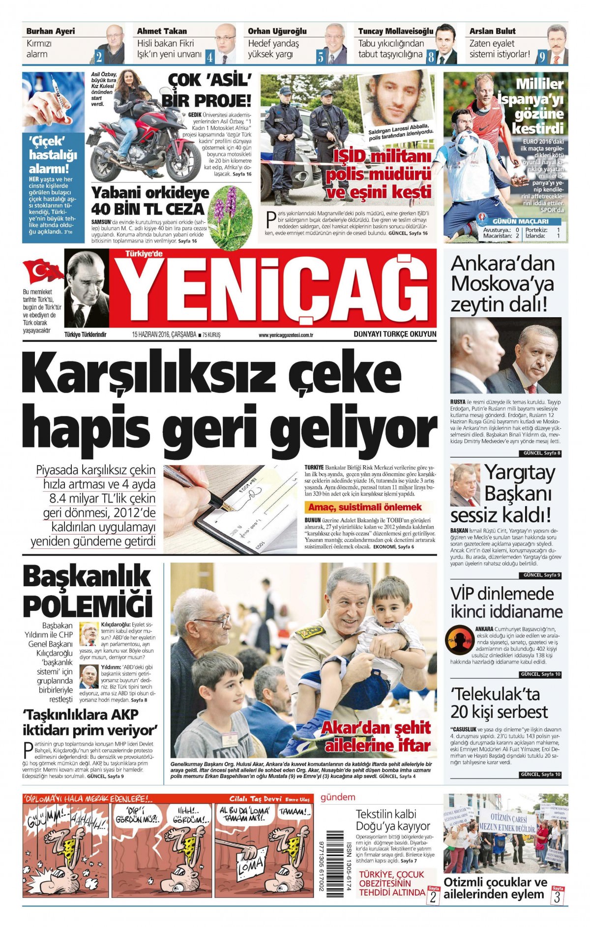 15 Haziran 2016 gazete manşetleri - 840