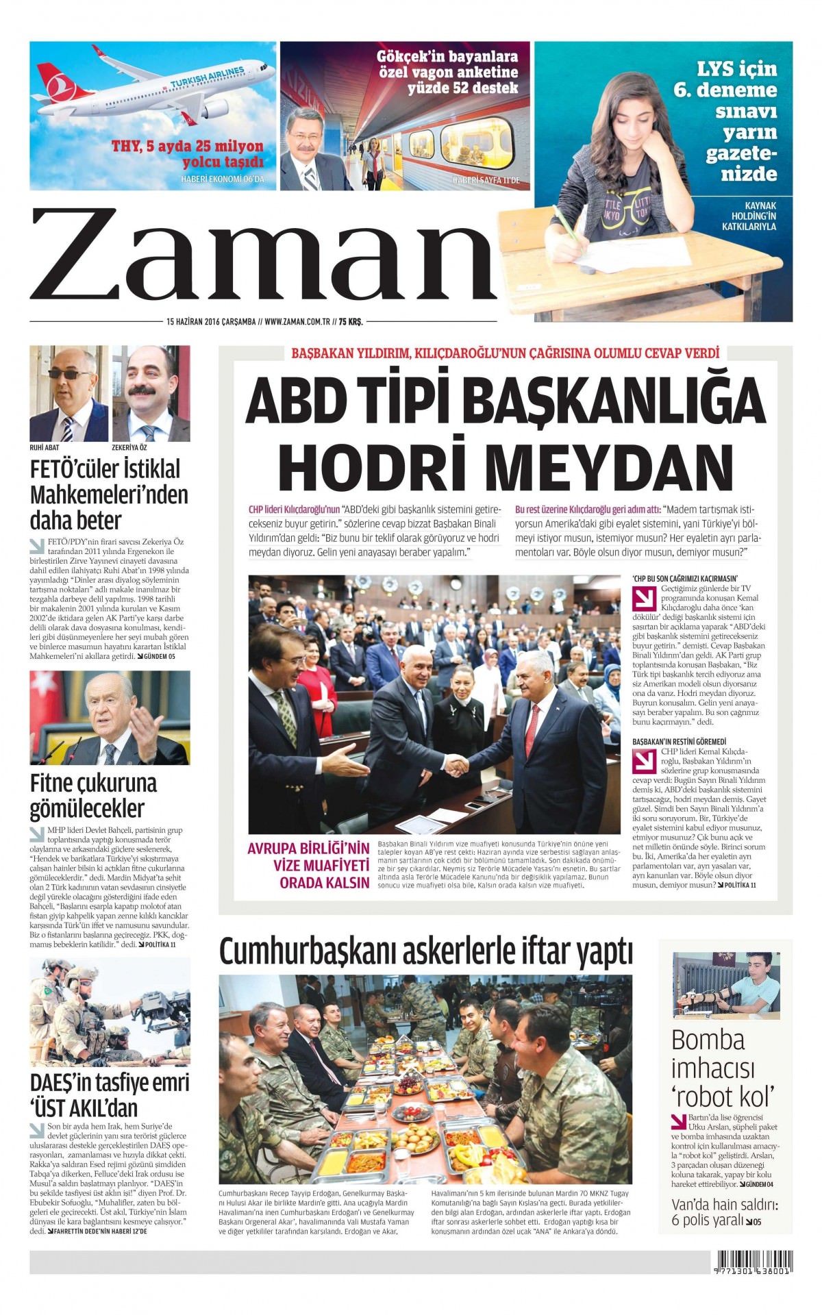 15 Haziran 2016 gazete manşetleri - 699