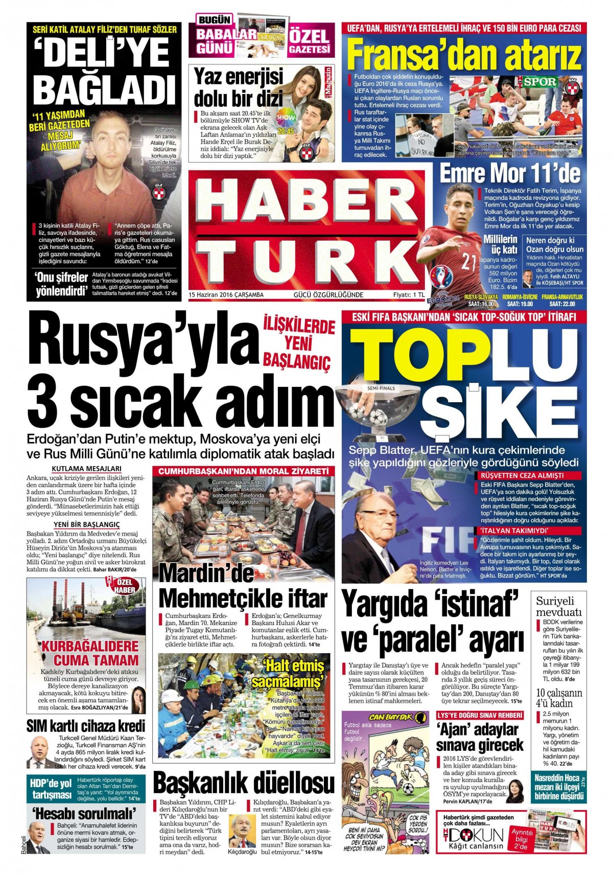 15 Haziran 2016 gazete manşetleri - 539