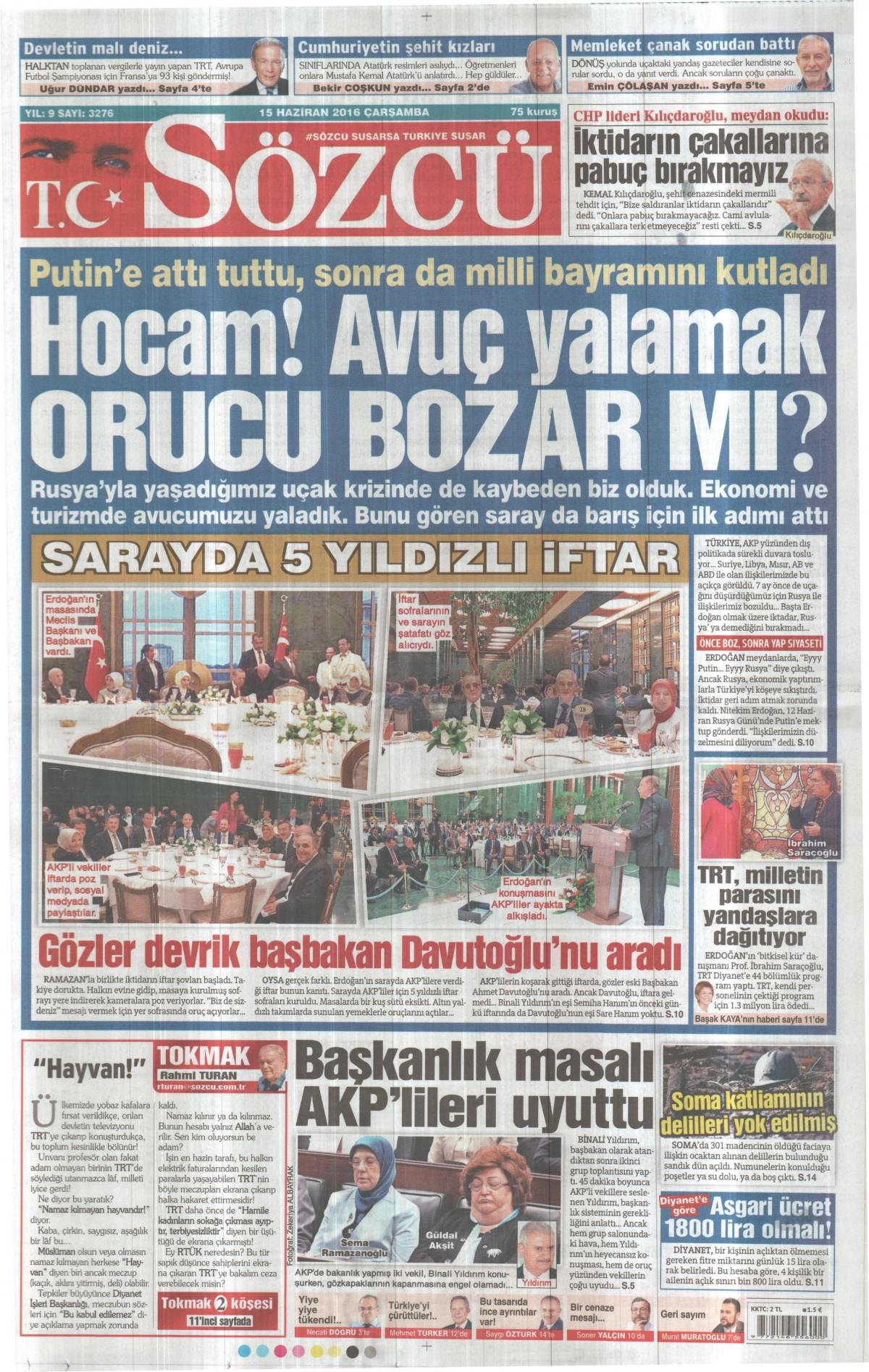 15 Haziran 2016 gazete manşetleri - 534