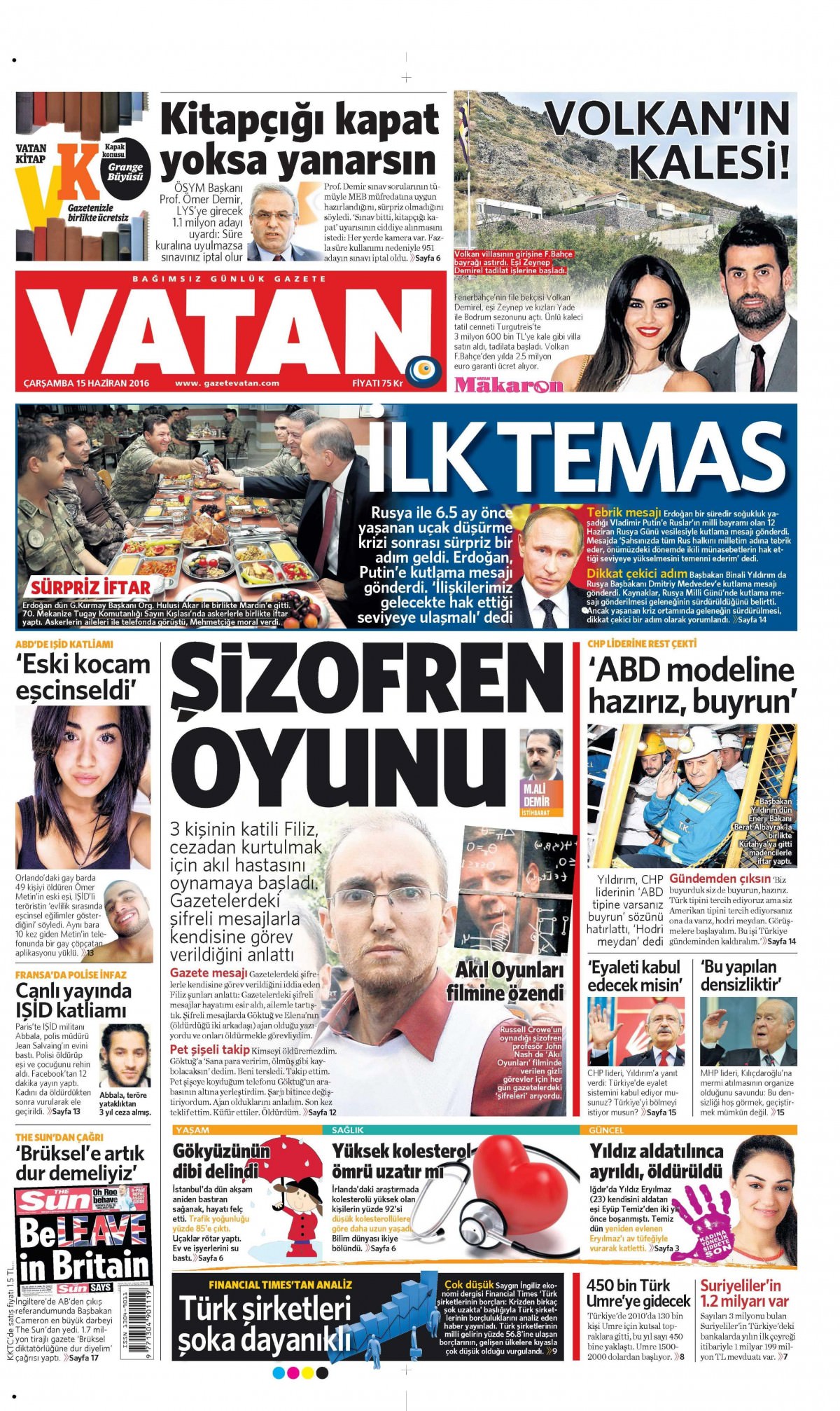 15 Haziran 2016 gazete manşetleri - 533