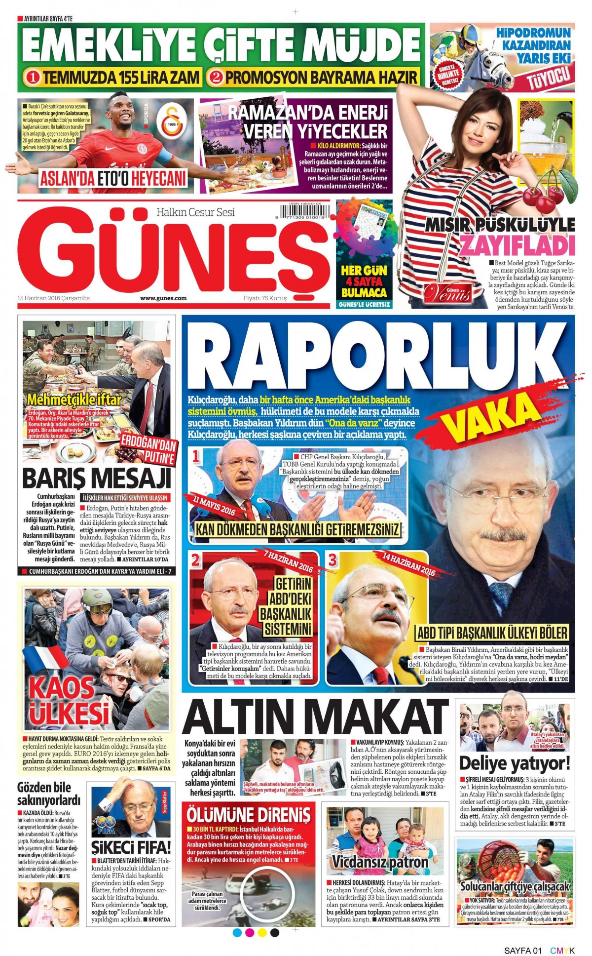 15 Haziran 2016 gazete manşetleri - 926