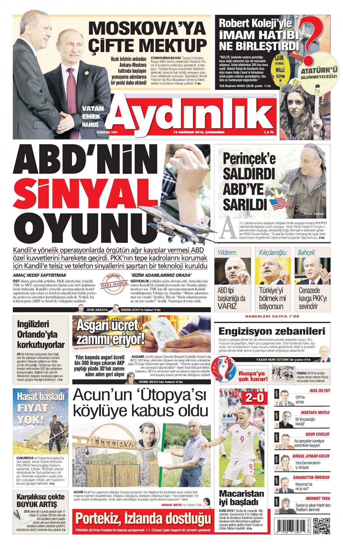15 Haziran 2016 gazete manşetleri - 906