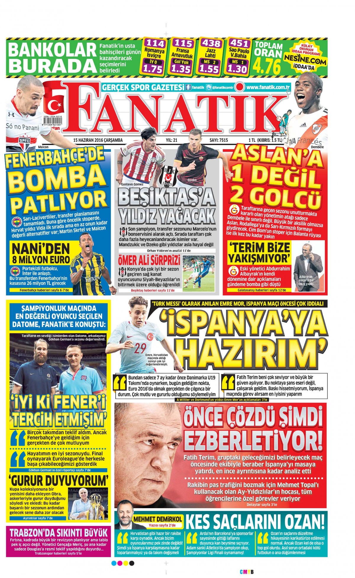 15 Haziran 2016 gazete manşetleri - 913