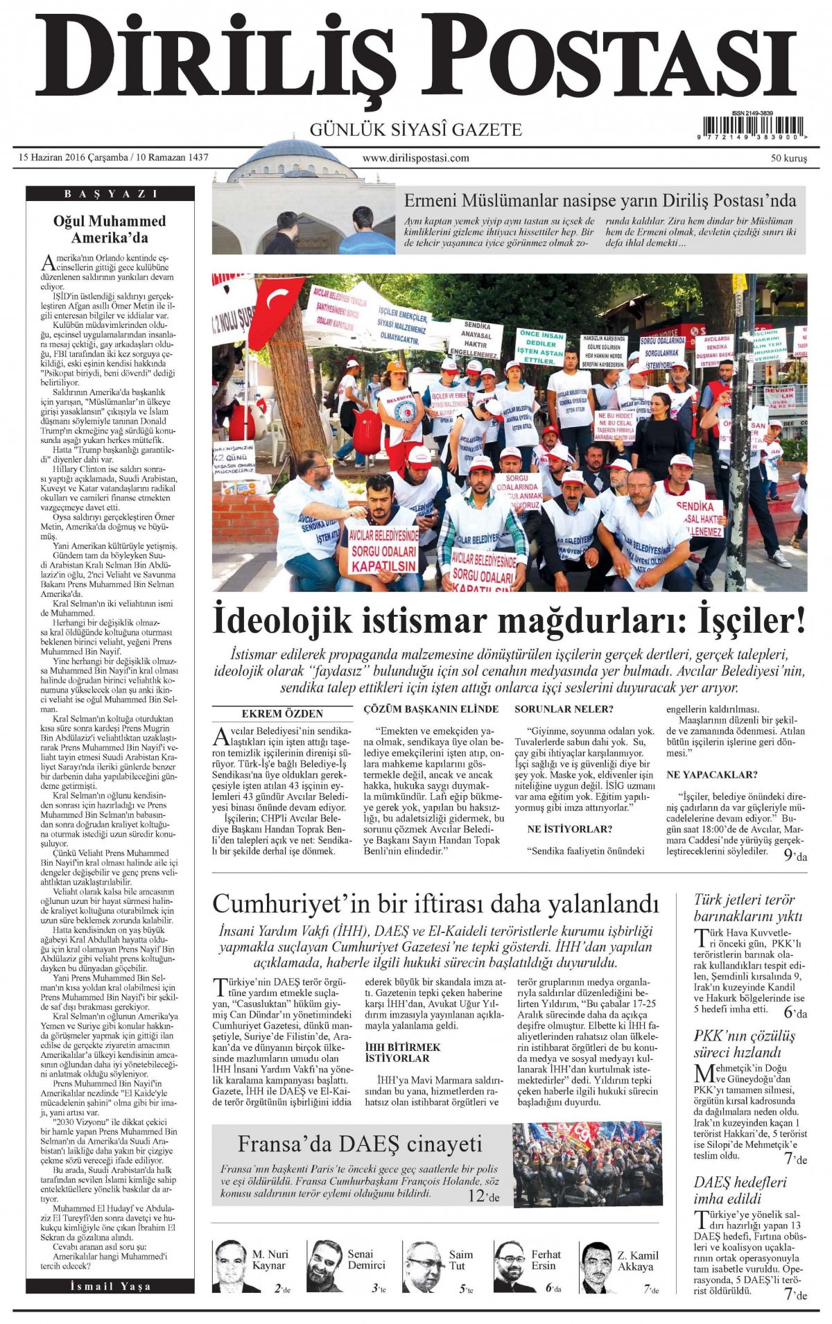 15 Haziran 2016 gazete manşetleri - 537