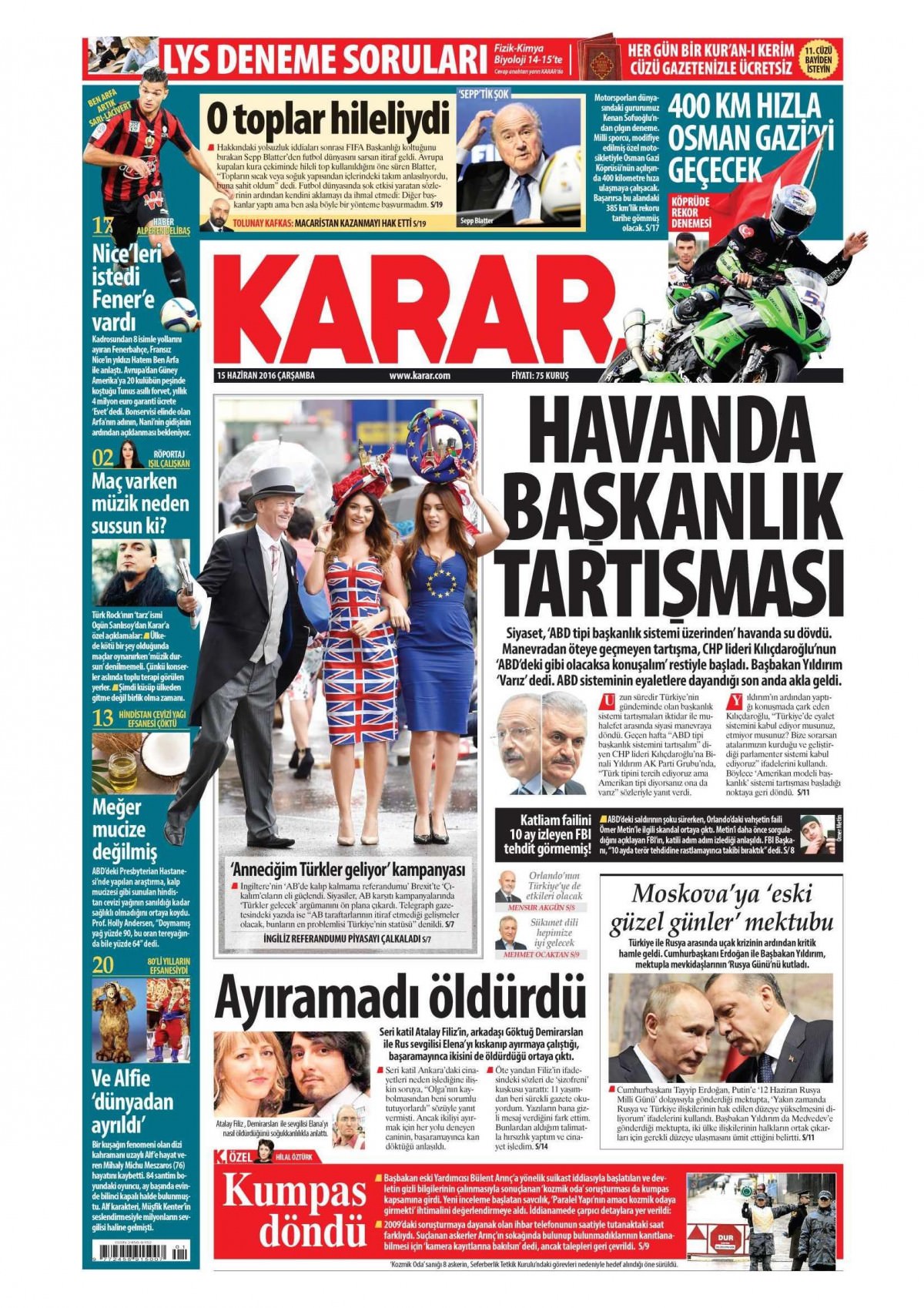 15 Haziran 2016 gazete manşetleri - 753