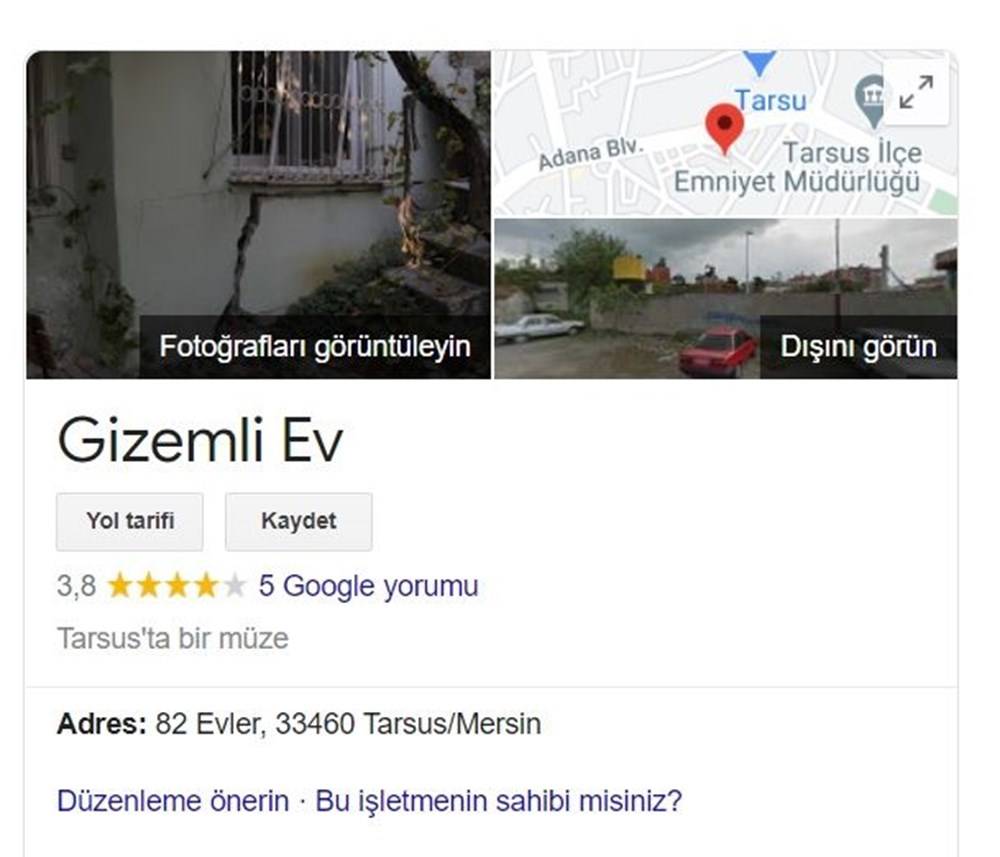 Mersin'deki 'gizemli ev' Google'ın haritalar hizmetinde işaretlendi - 84288