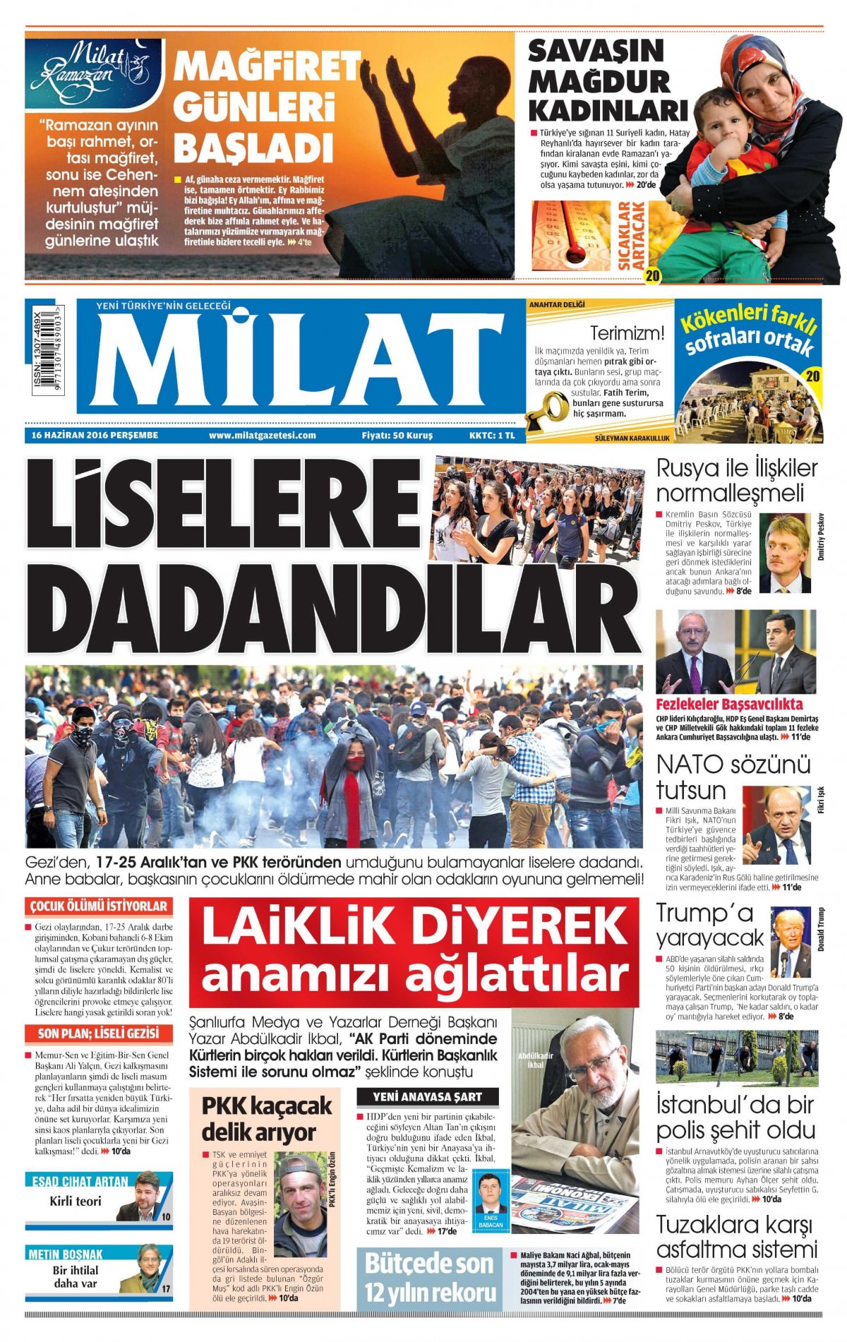 16 Haziran 2016 gazete manşetleri - 1