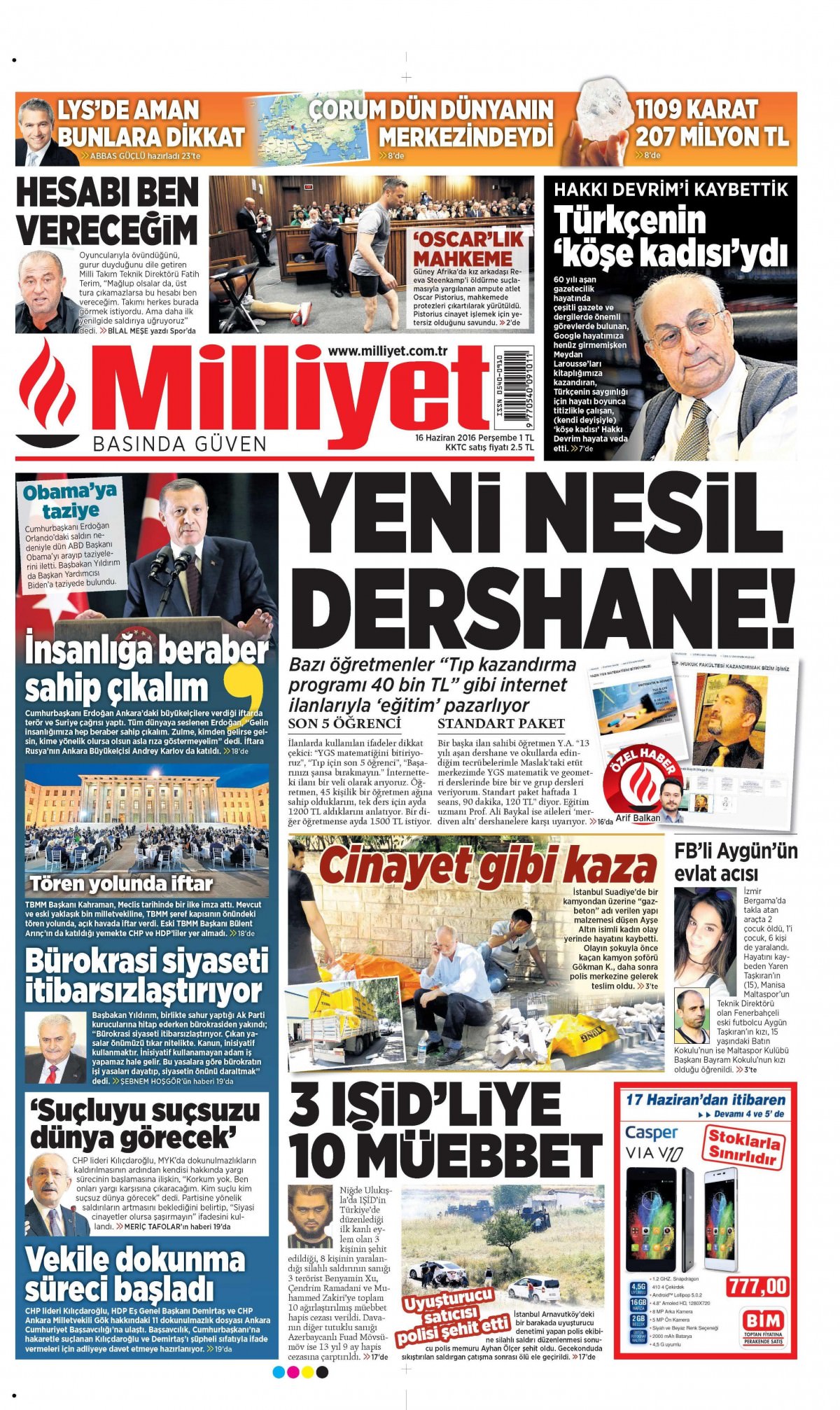 16 Haziran 2016 gazete manşetleri - 22