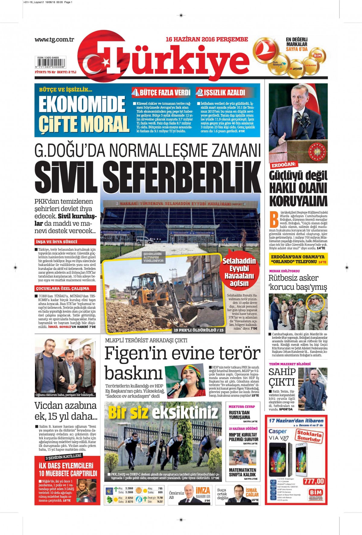 16 Haziran 2016 gazete manşetleri - 8