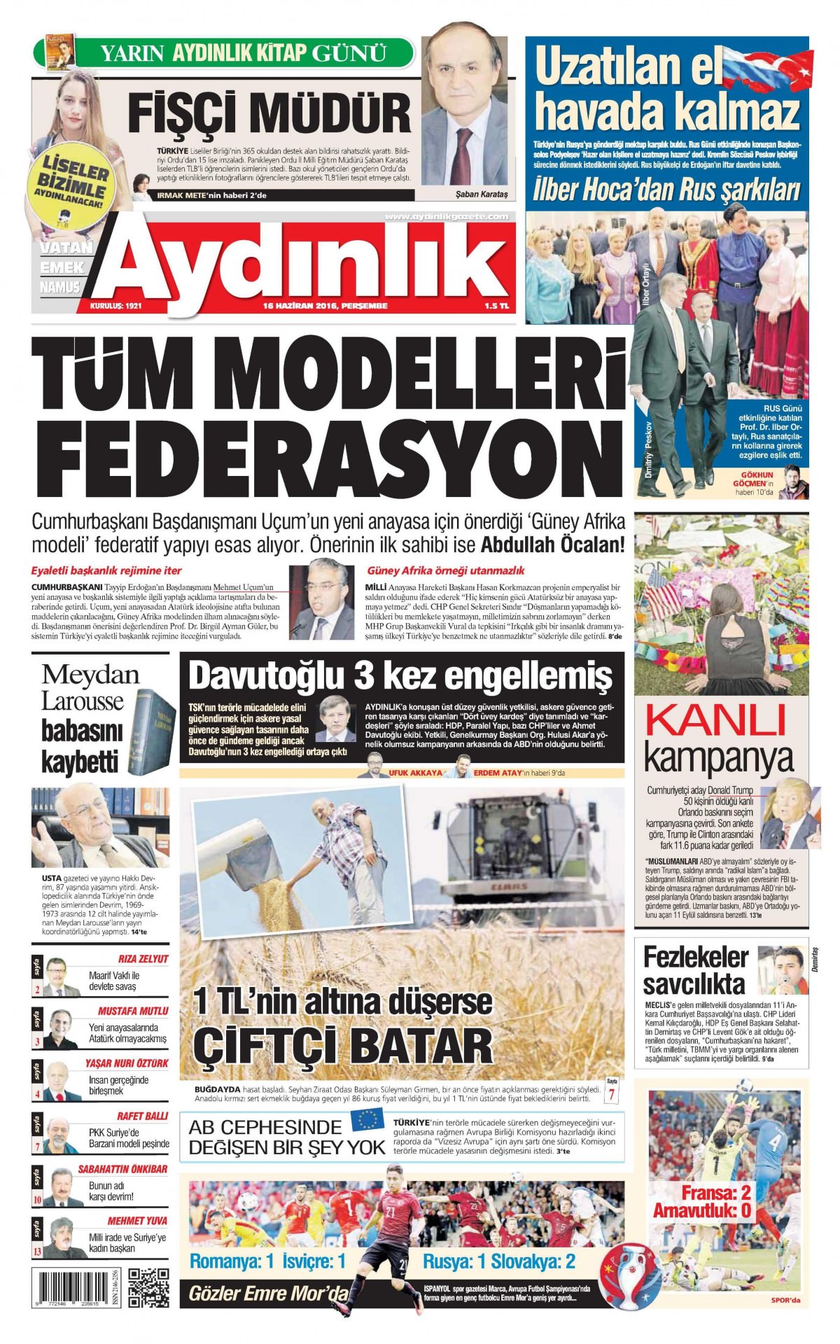 16 Haziran 2016 gazete manşetleri - 14