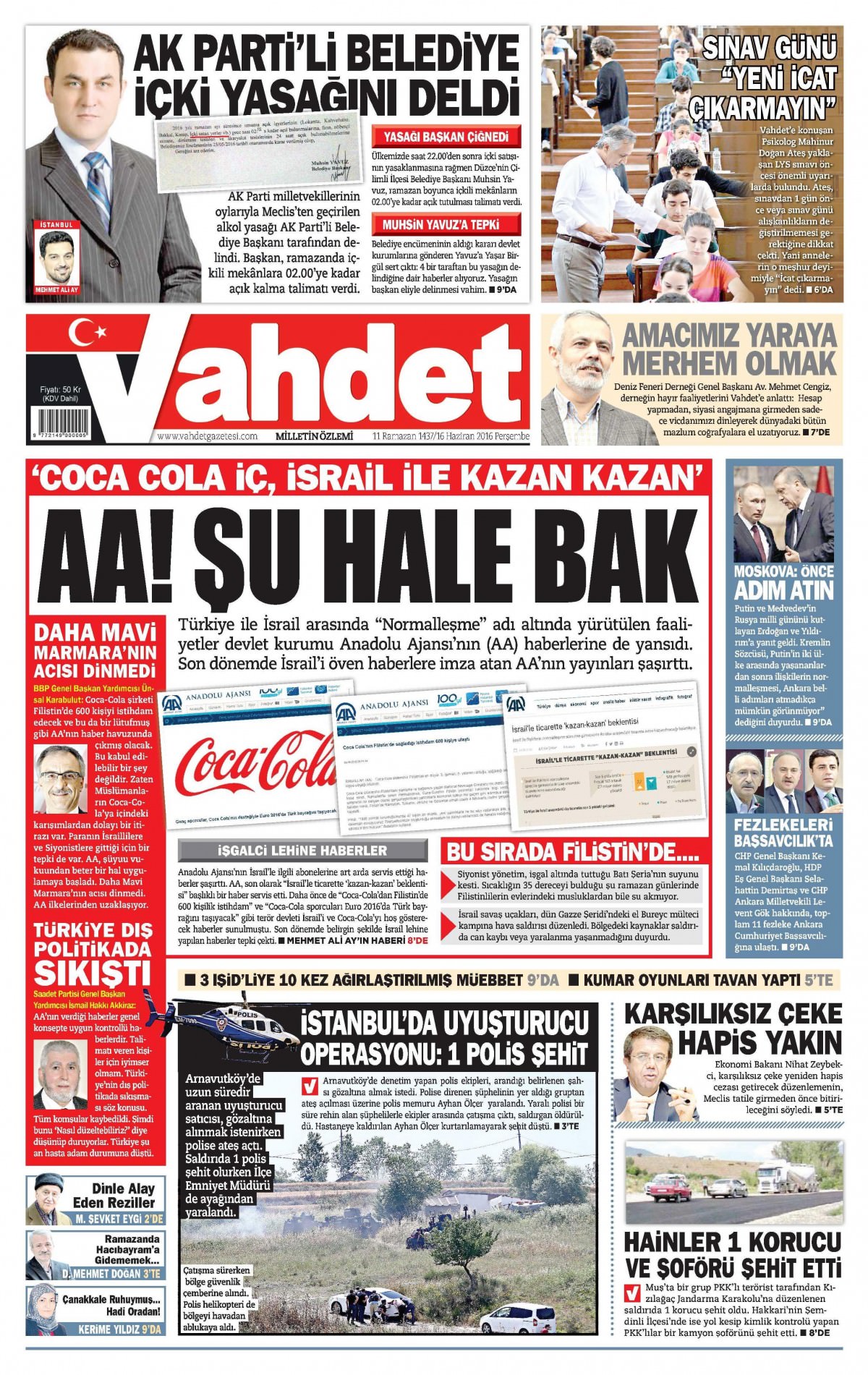 16 Haziran 2016 gazete manşetleri - 13