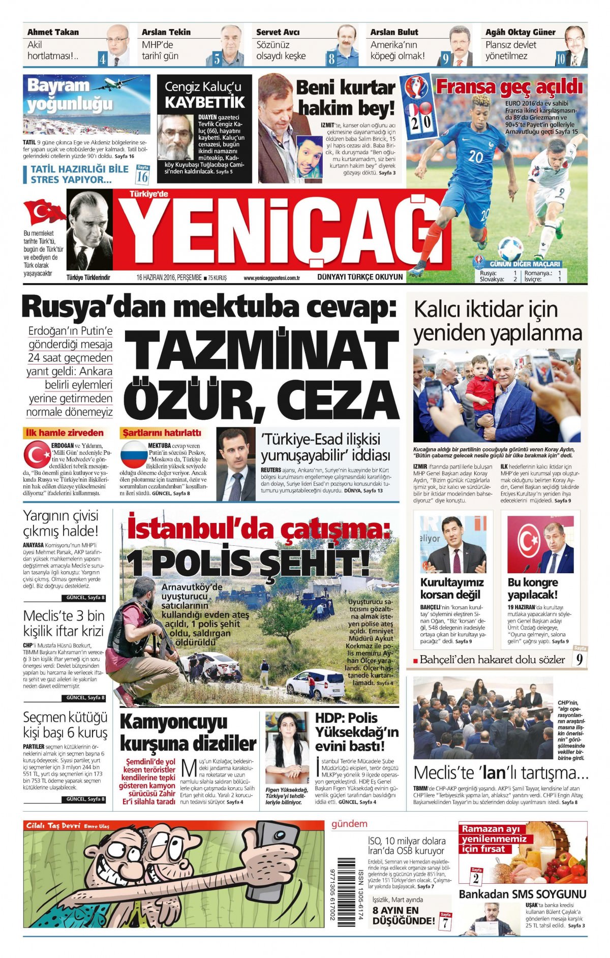 16 Haziran 2016 gazete manşetleri - 2