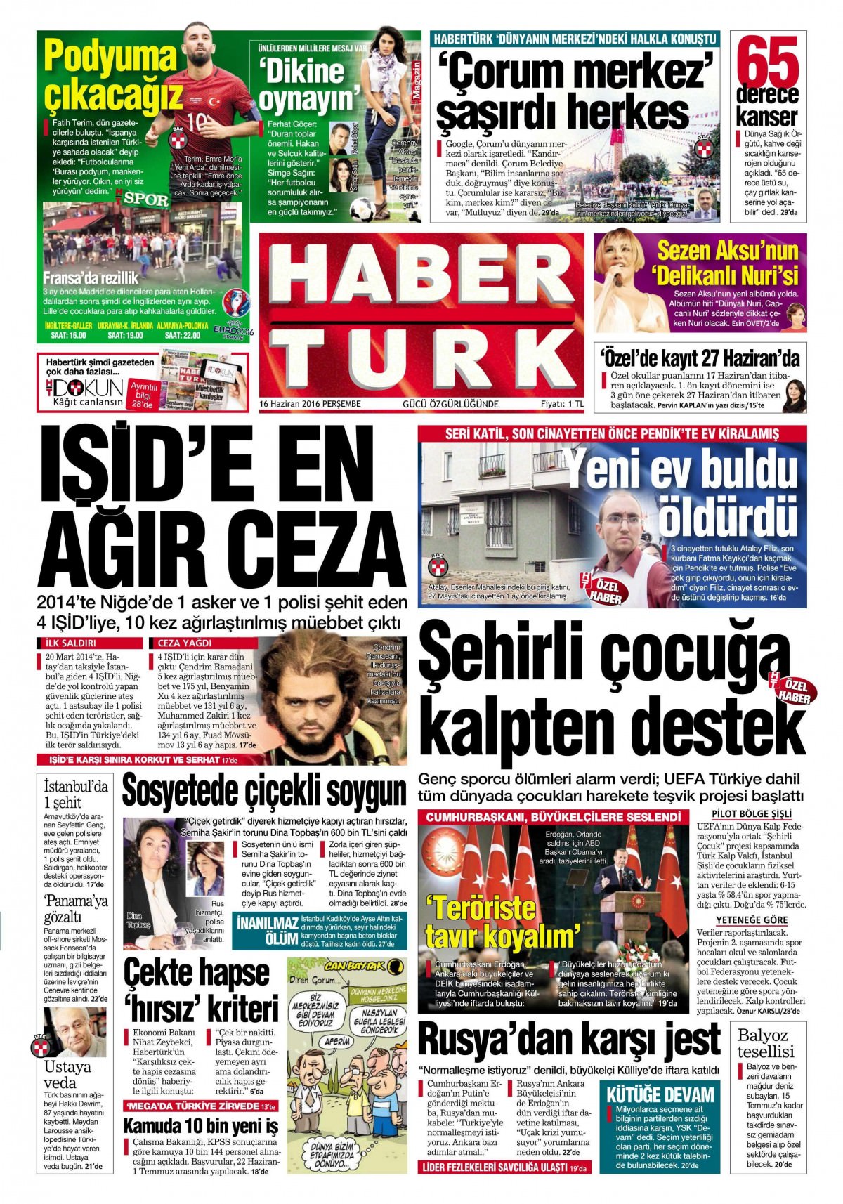 16 Haziran 2016 gazete manşetleri - 3