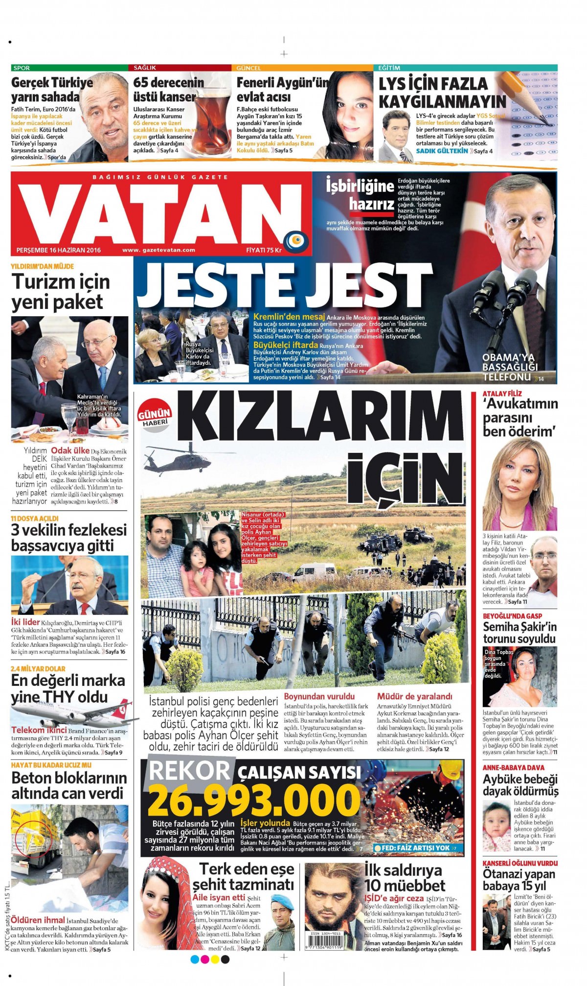 16 Haziran 2016 gazete manşetleri - 4