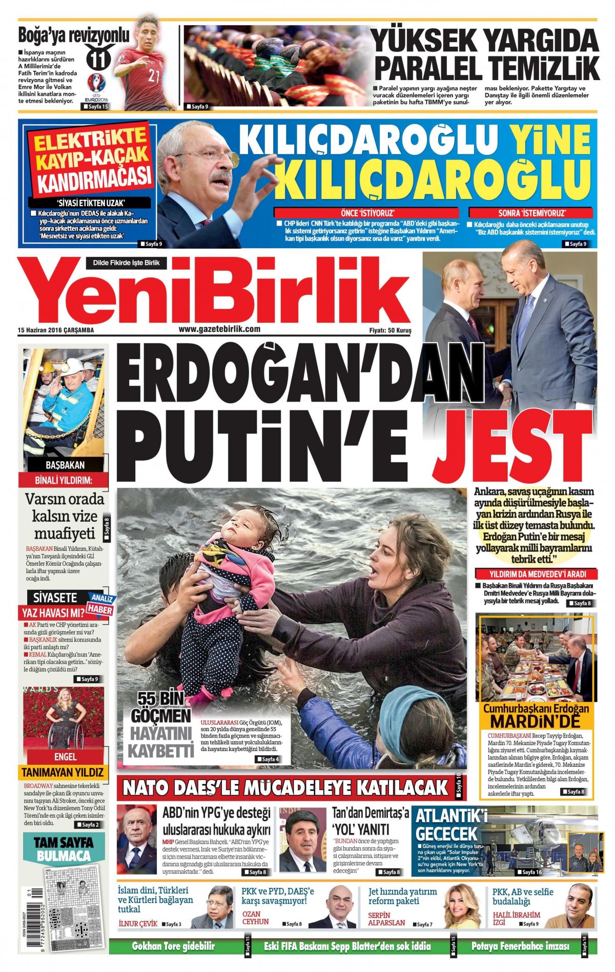 16 Haziran 2016 gazete manşetleri - 16