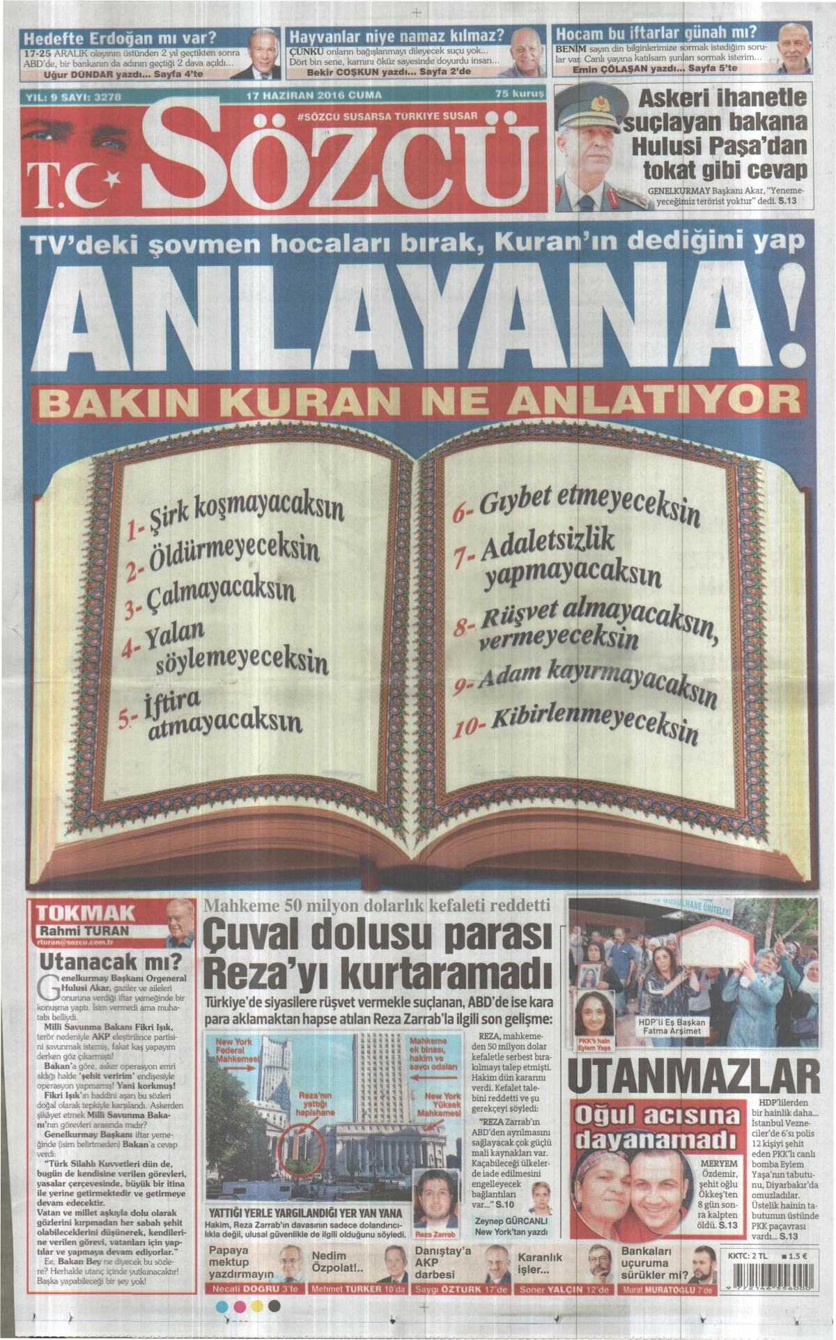 17 Haziran 2016 gazete manşetleri - 2