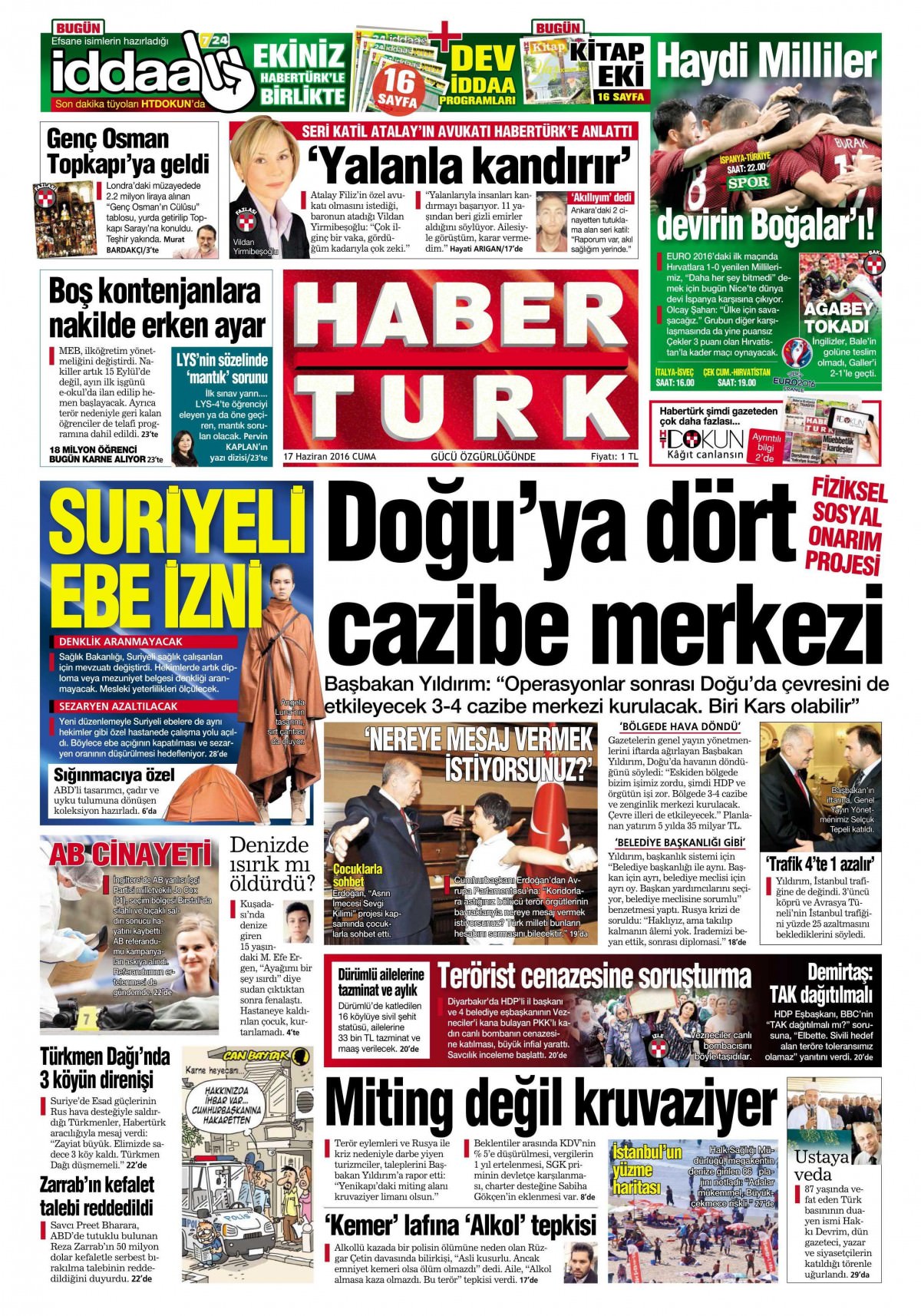 17 Haziran 2016 gazete manşetleri - 18