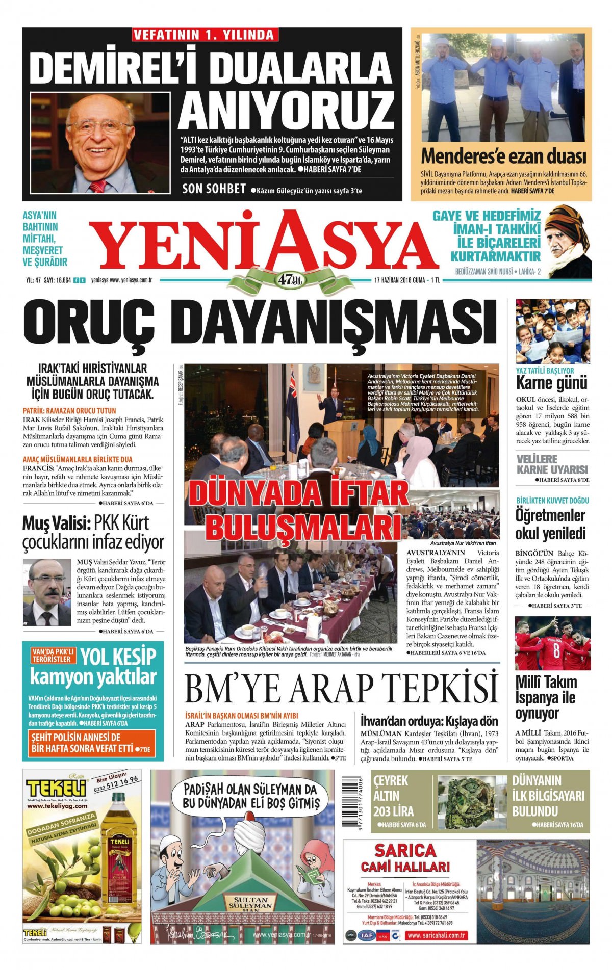 17 Haziran 2016 gazete manşetleri - 8