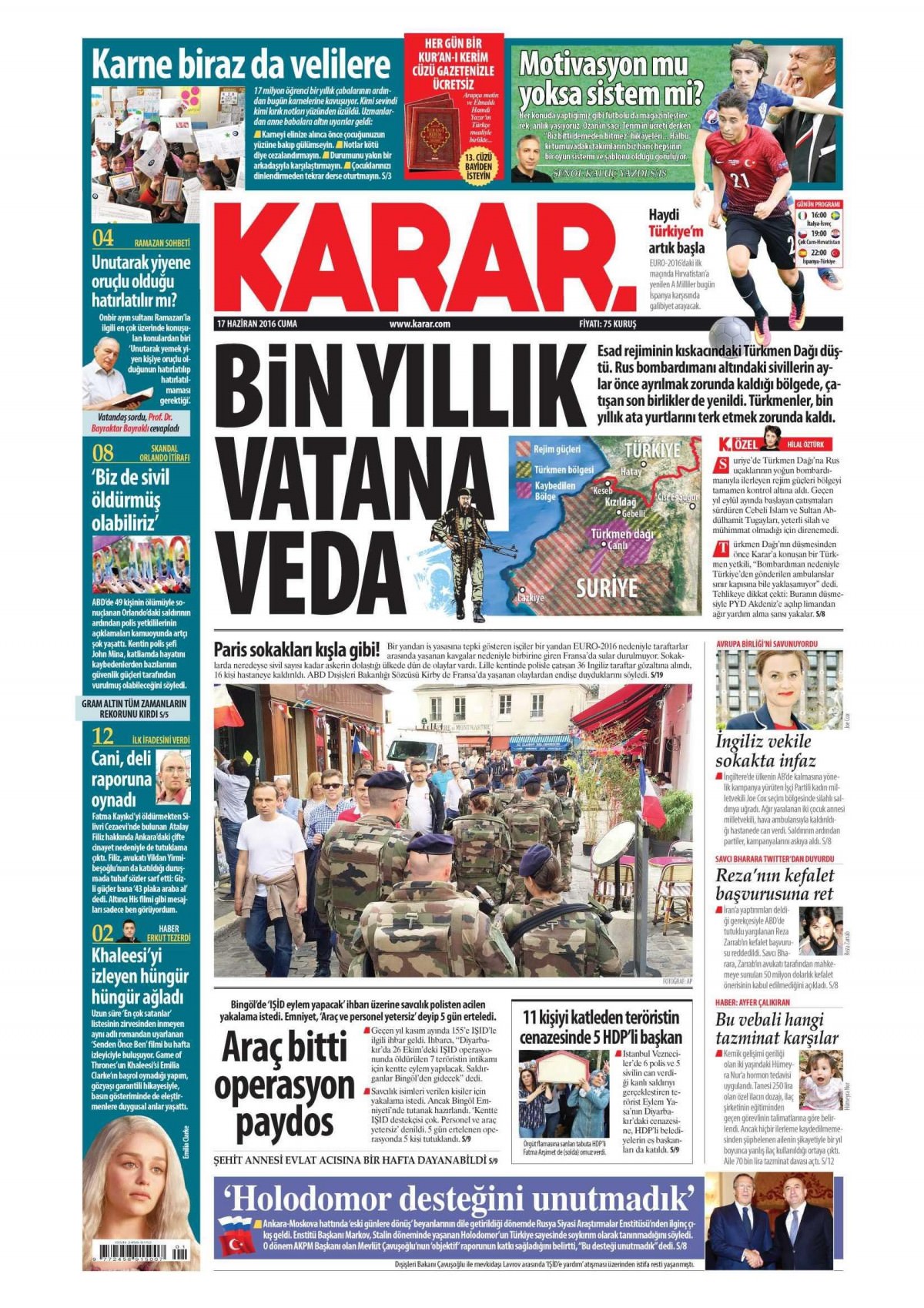 17 Haziran 2016 gazete manşetleri - 26