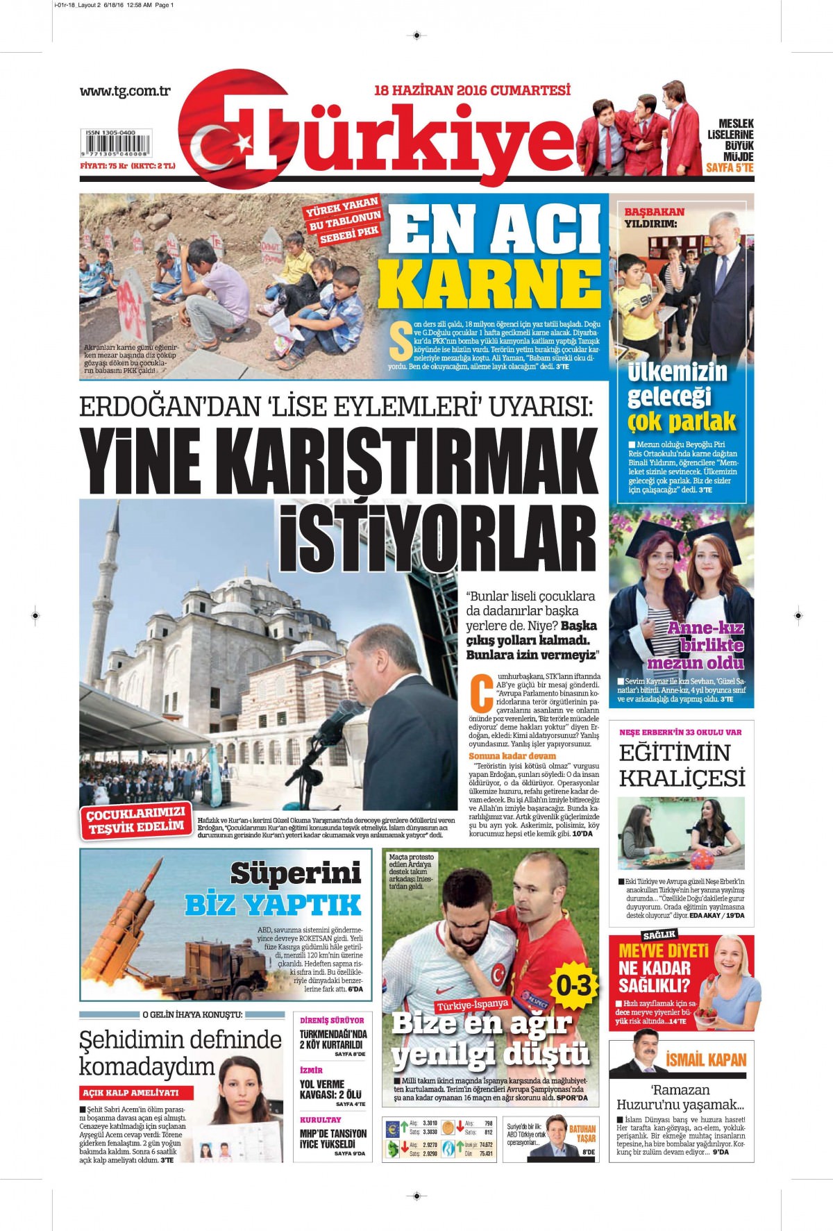 18 Haziran 2016 gazete manşetleri - 13