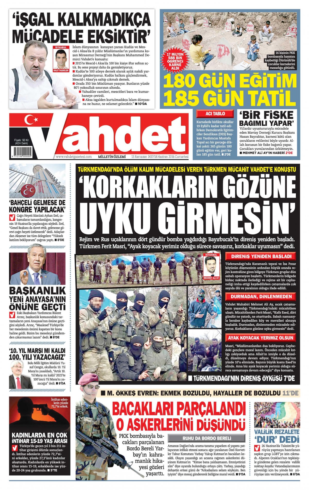 18 Haziran 2016 gazete manşetleri - 16