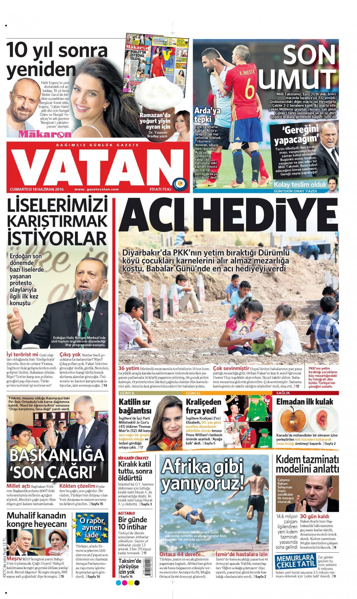 18 Haziran 2016 gazete manşetleri - 8