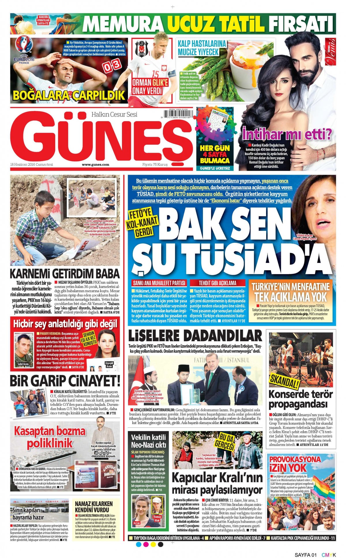 18 Haziran 2016 gazete manşetleri - 15