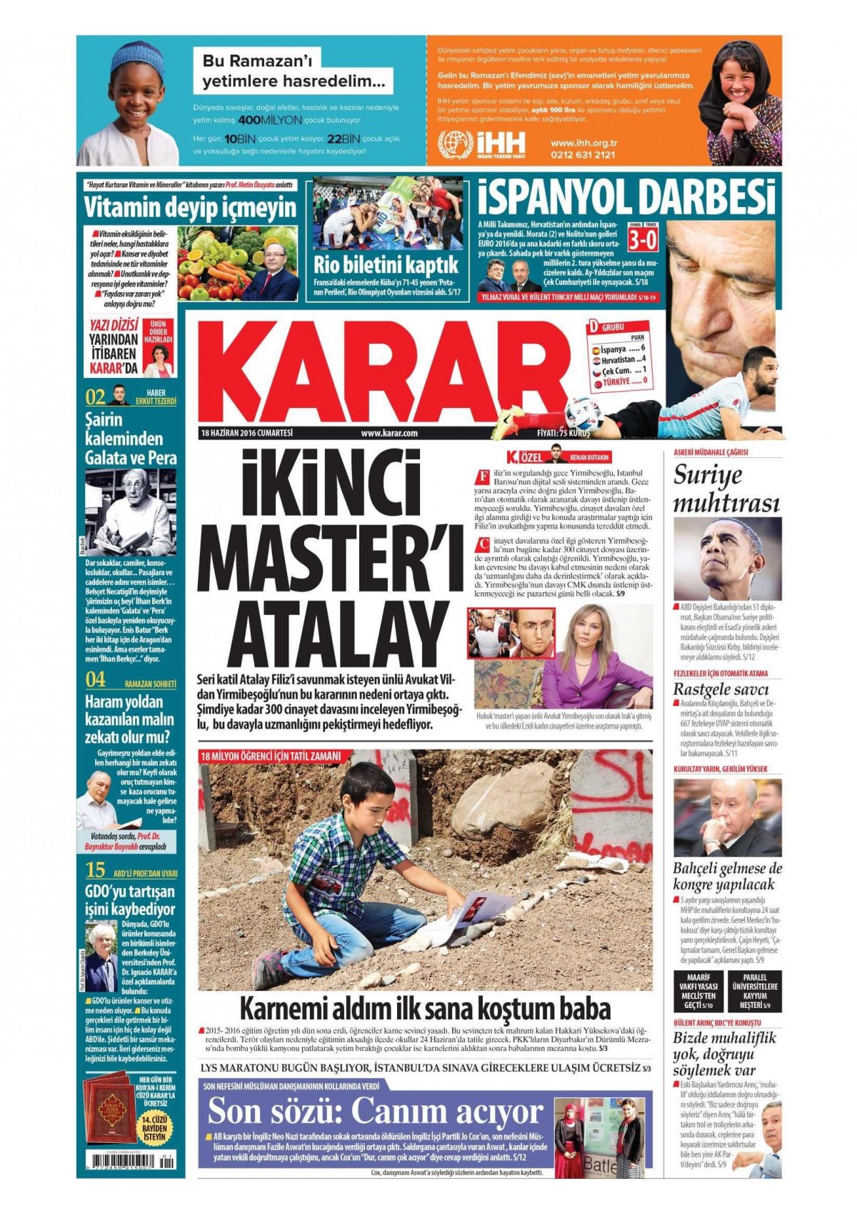 18 Haziran 2016 gazete manşetleri - 14