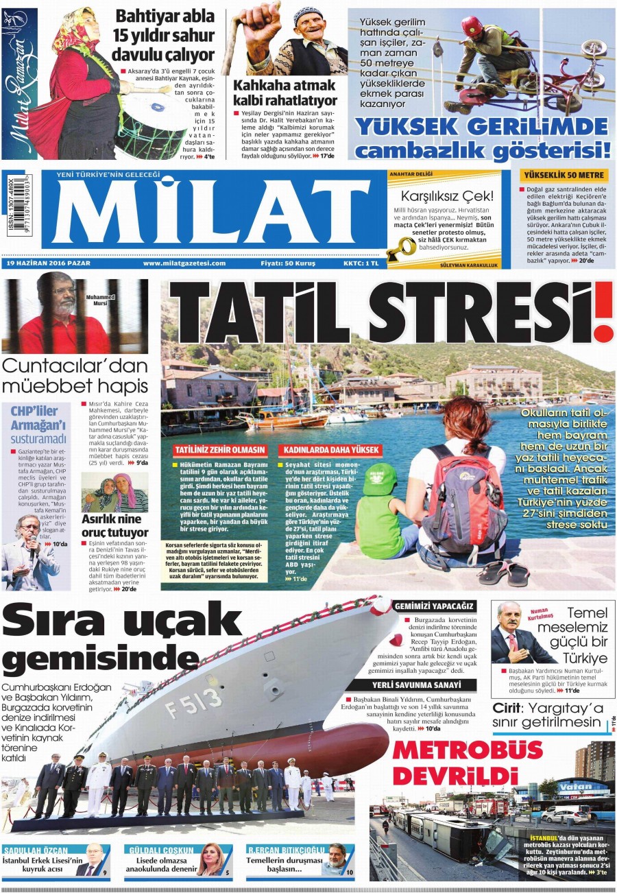 19 Haziran 2016 gazete manşetleri - 550
