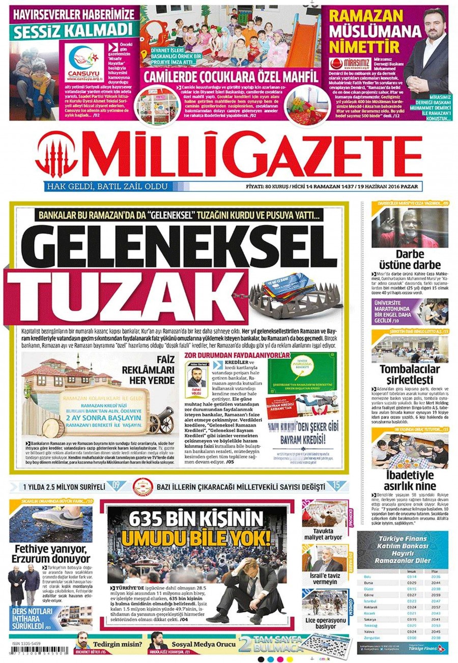 19 Haziran 2016 gazete manşetleri - 635