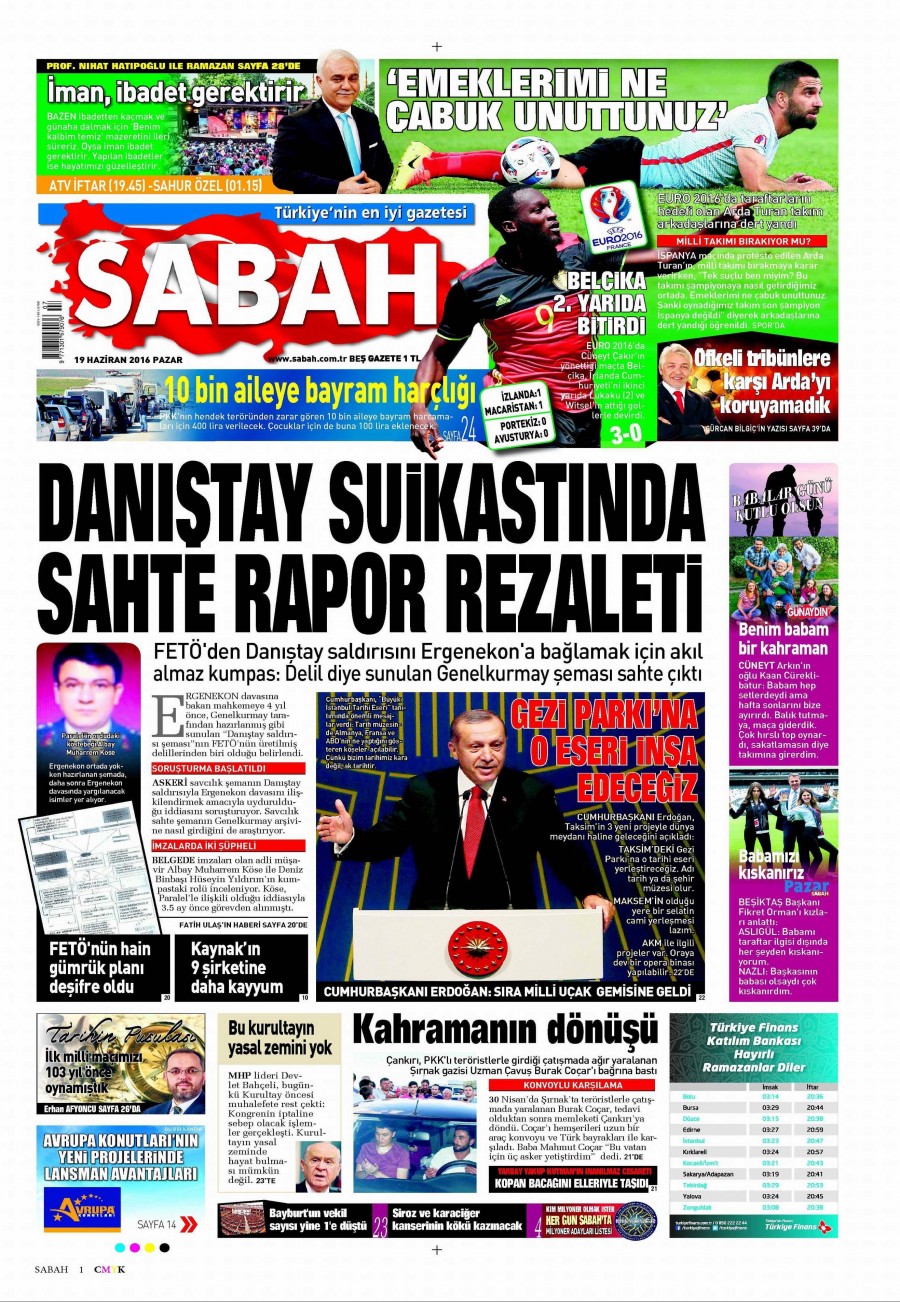 19 Haziran 2016 gazete manşetleri - 805