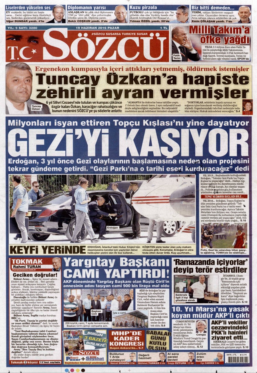 19 Haziran 2016 gazete manşetleri - 563