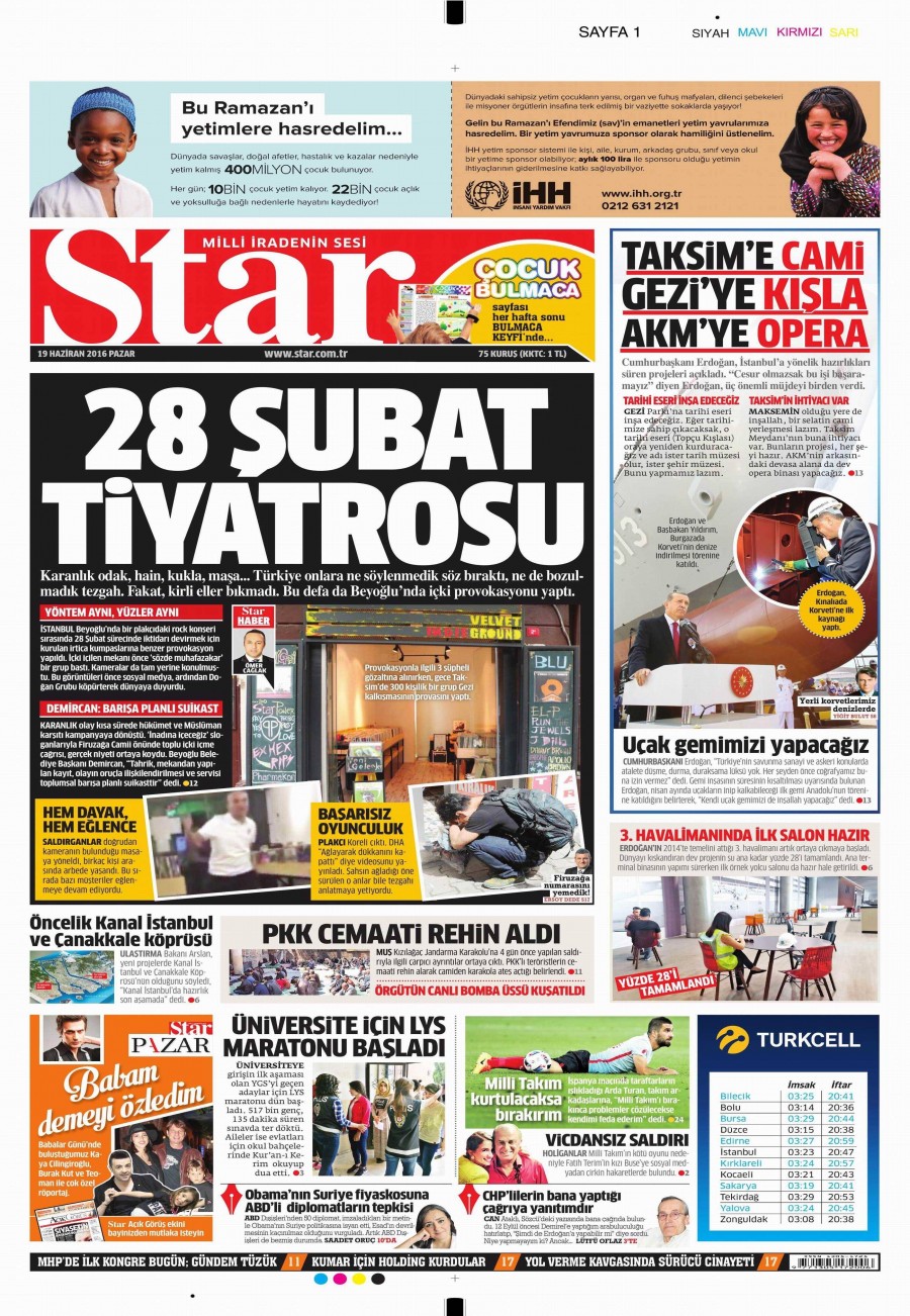 19 Haziran 2016 gazete manşetleri - 844