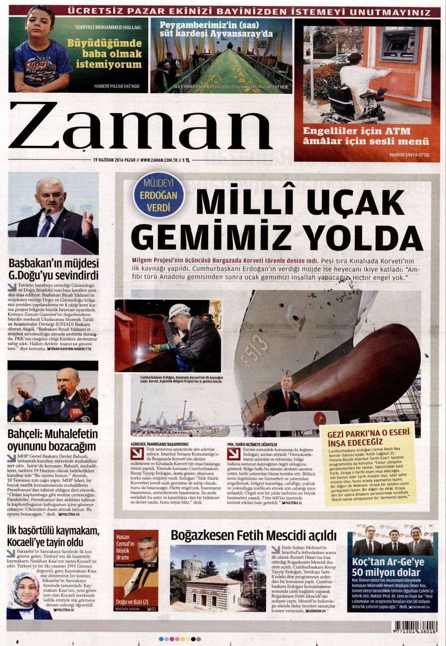 19 Haziran 2016 gazete manşetleri - 602