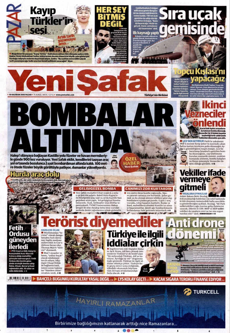 19 Haziran 2016 gazete manşetleri - 883