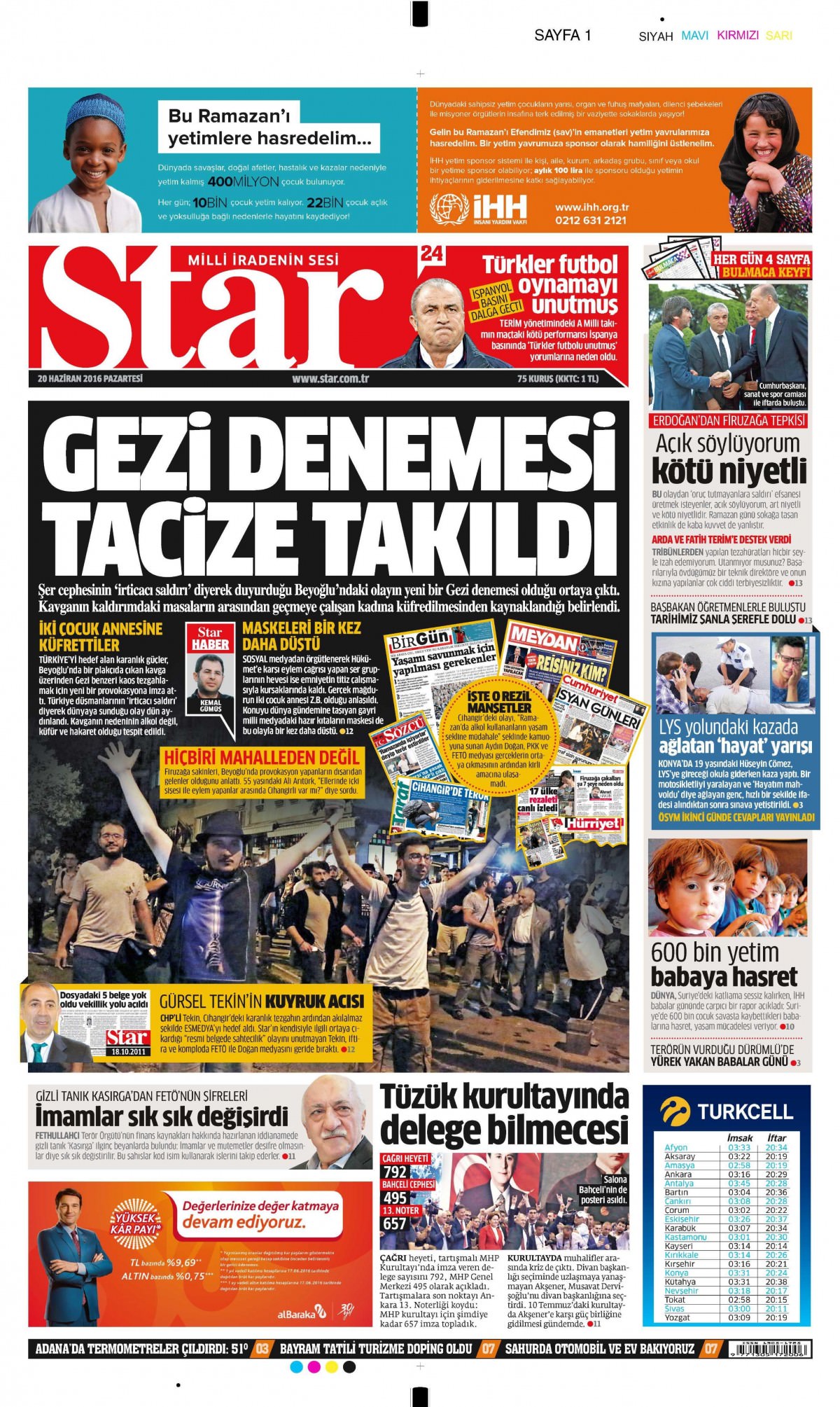 20 Haziran 2016 gazete manşetleri - 760