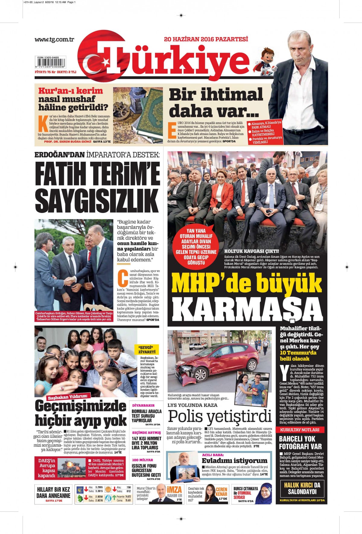 20 Haziran 2016 gazete manşetleri - 740