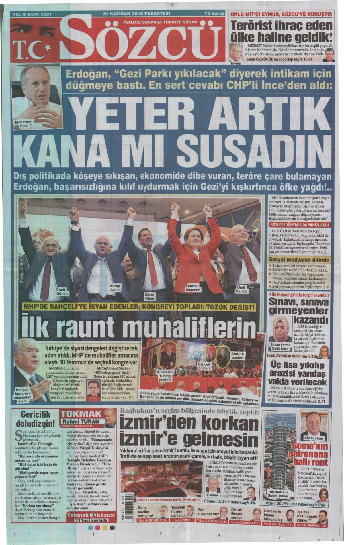 20 Haziran 2016 gazete manşetleri - 628