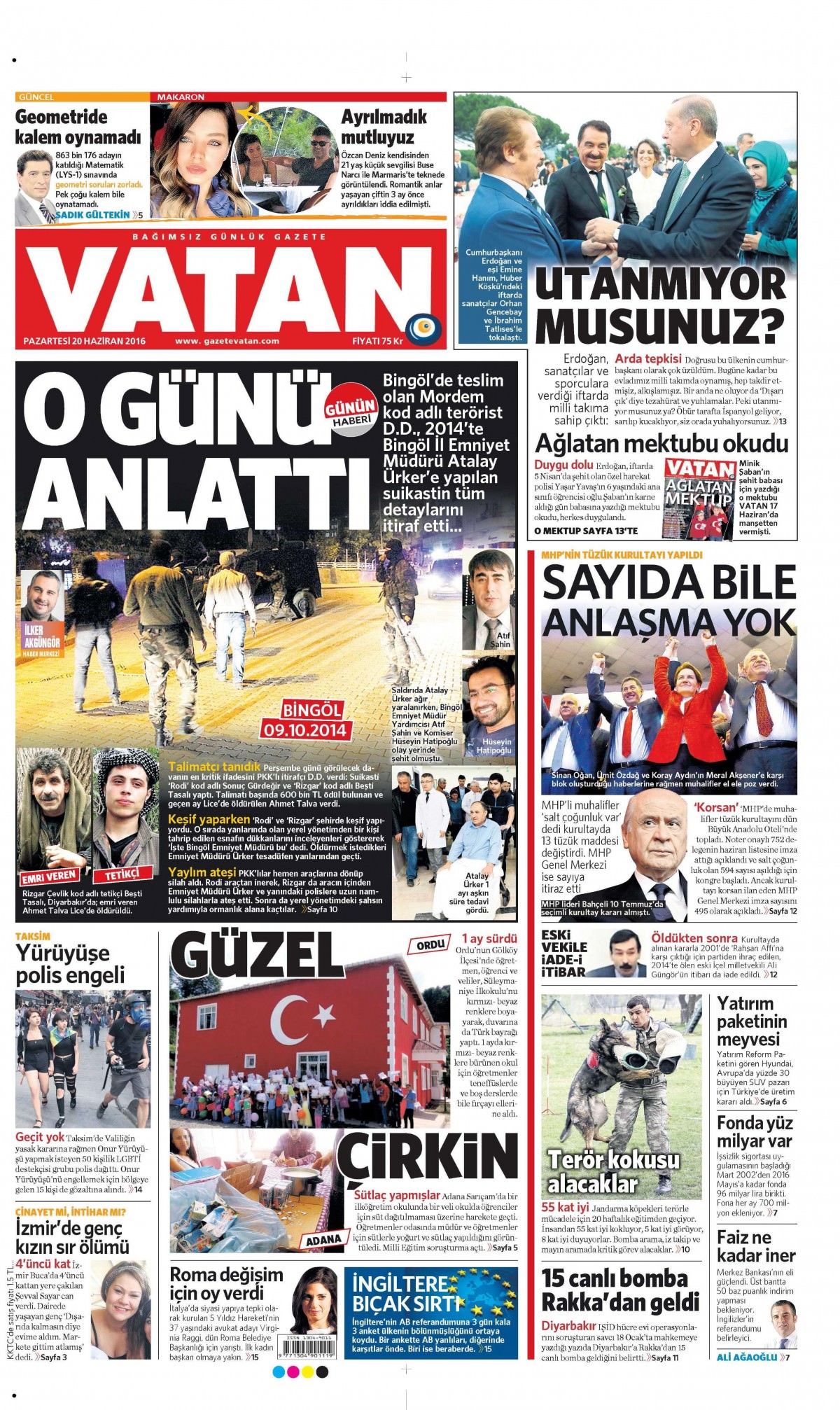 20 Haziran 2016 gazete manşetleri - 854