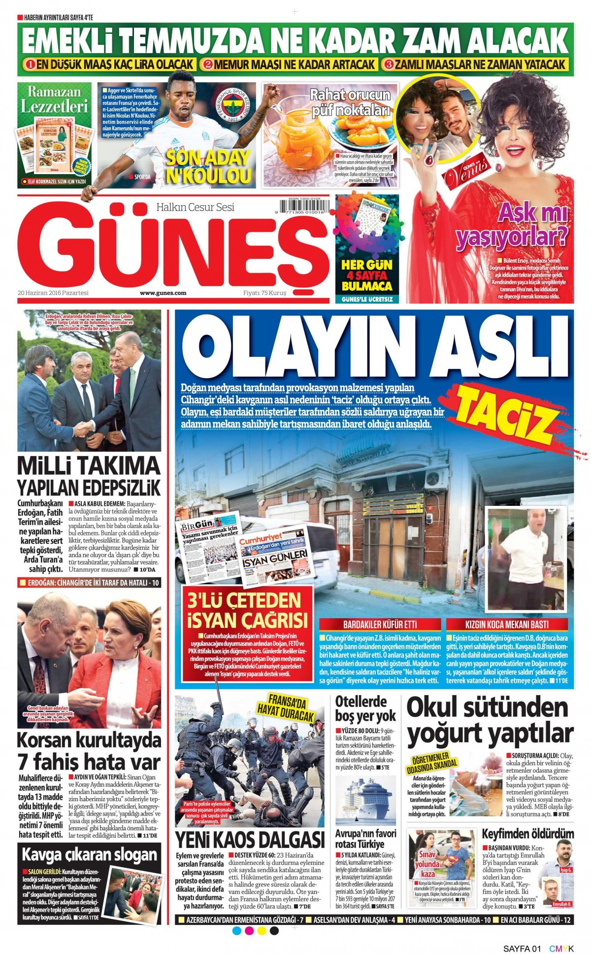 20 Haziran 2016 gazete manşetleri - 893