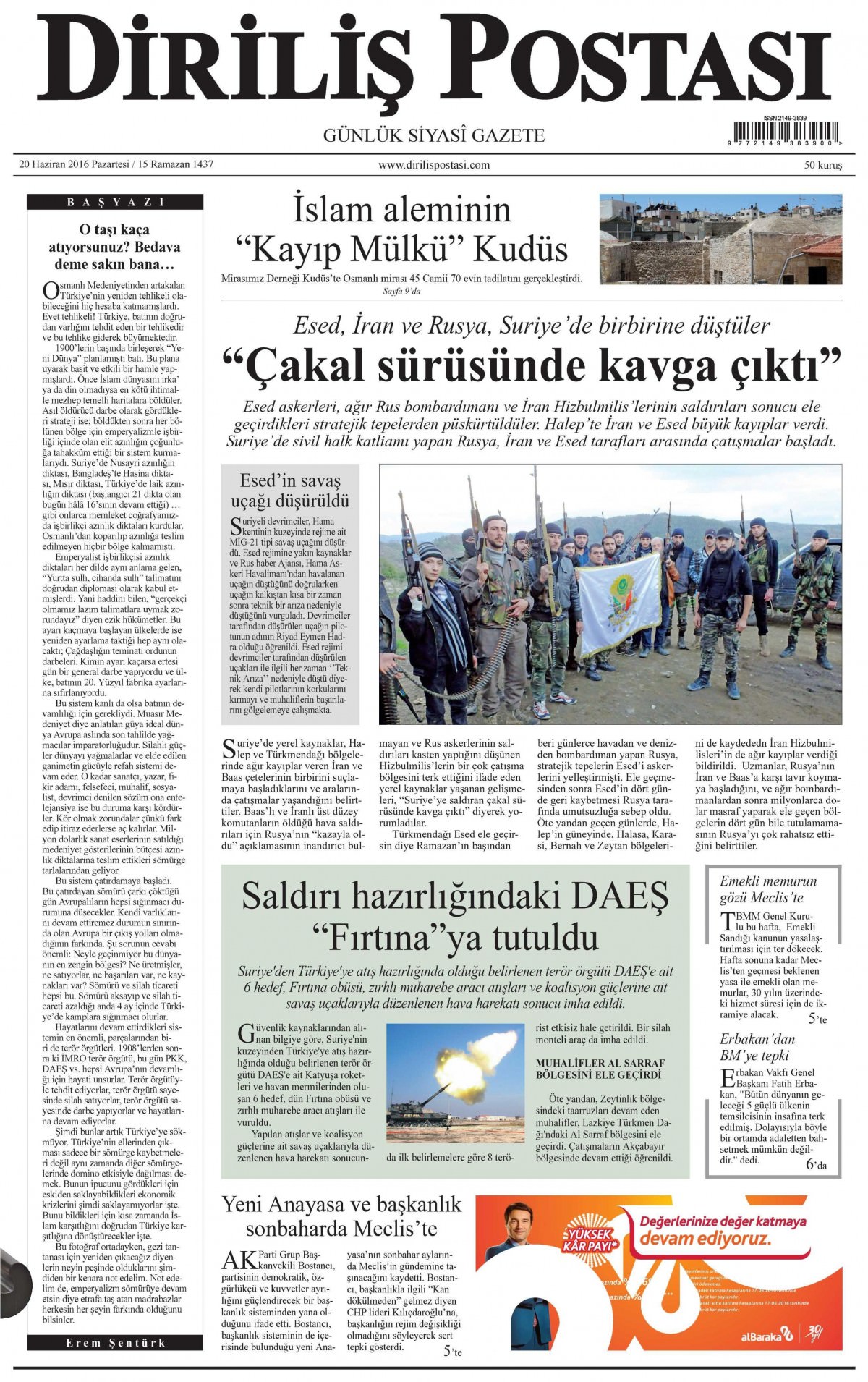 20 Haziran 2016 gazete manşetleri - 653