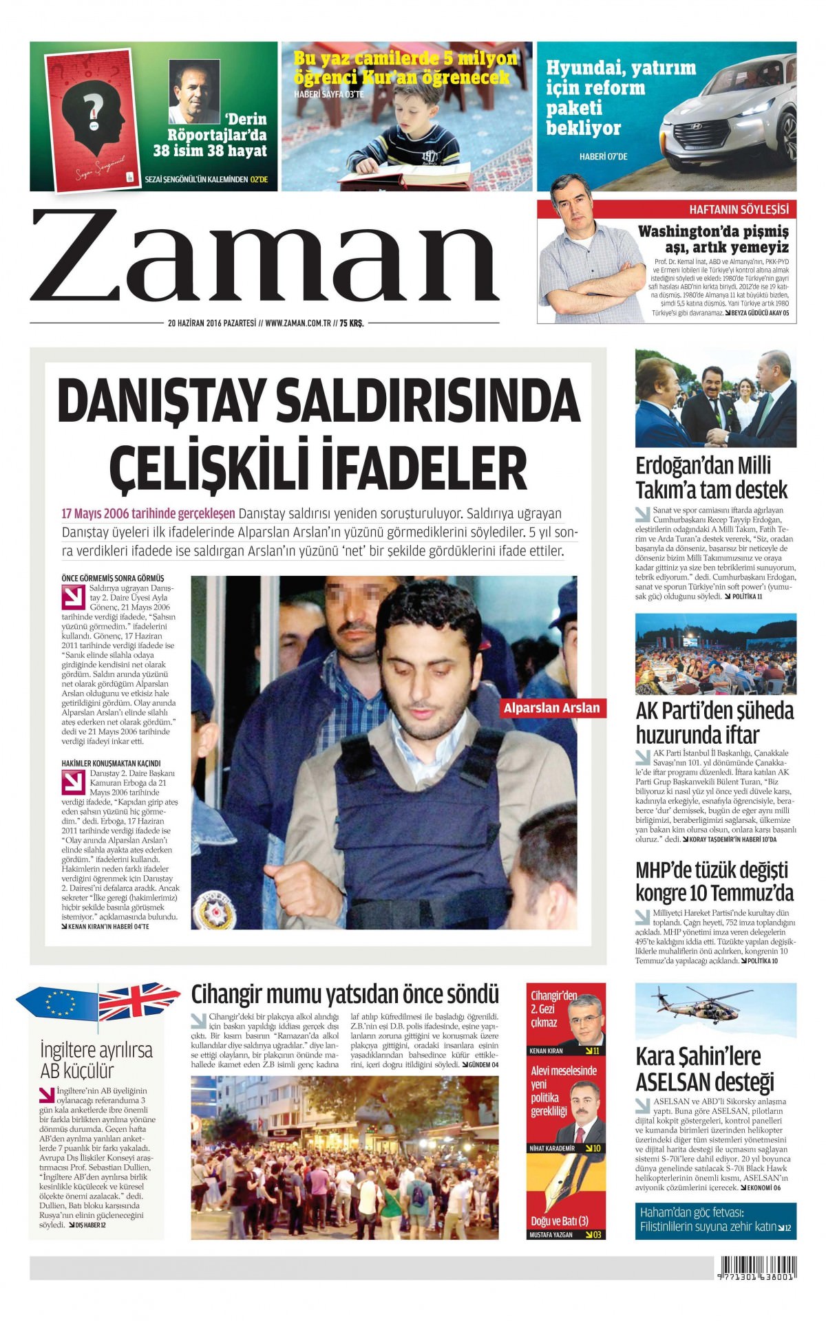 20 Haziran 2016 gazete manşetleri - 761