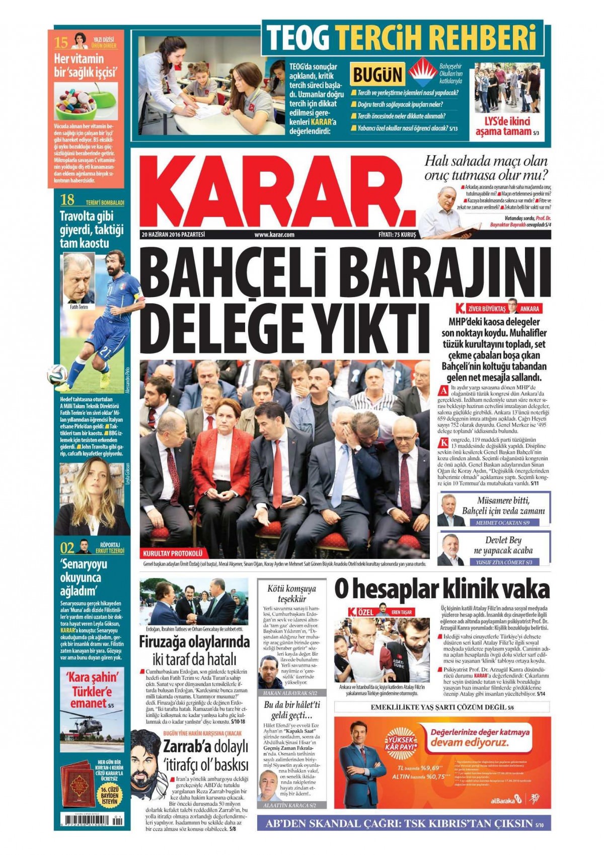 20 Haziran 2016 gazete manşetleri - 740