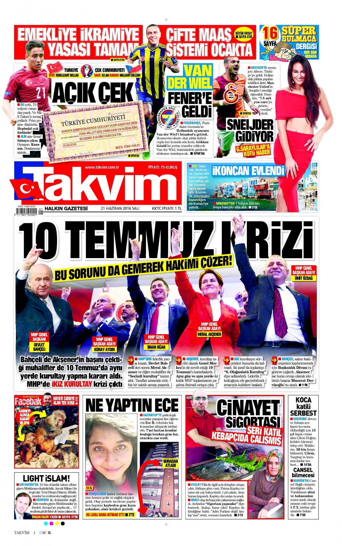 21 Haziran 2016 gazete manşetleri - 904
