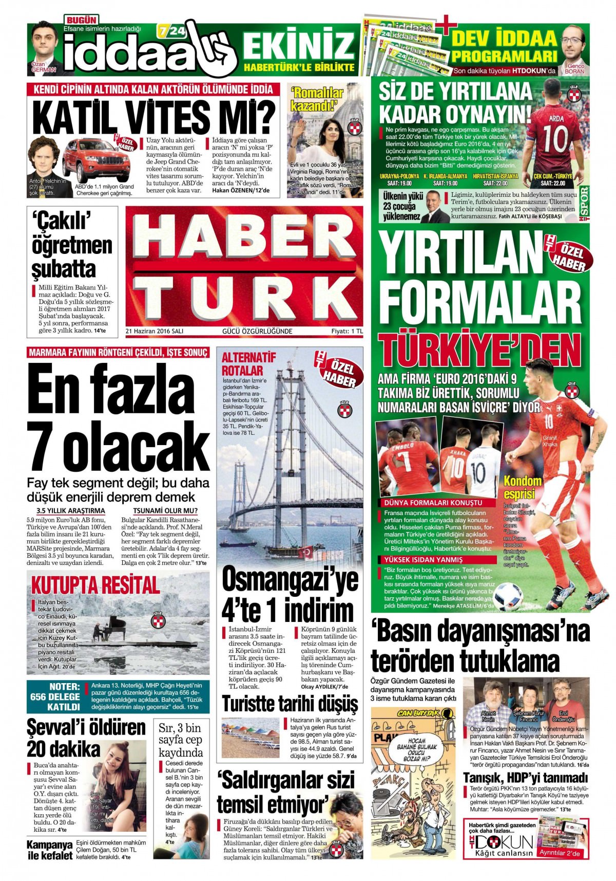 21 Haziran 2016 gazete manşetleri - 949