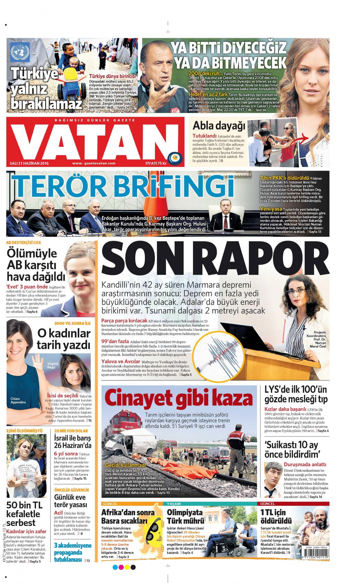 21 Haziran 2016 gazete manşetleri - 737