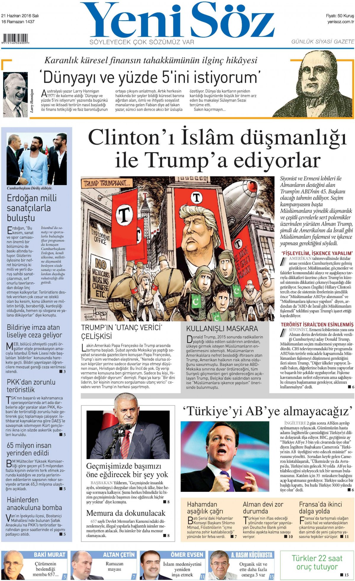 21 Haziran 2016 gazete manşetleri - 859